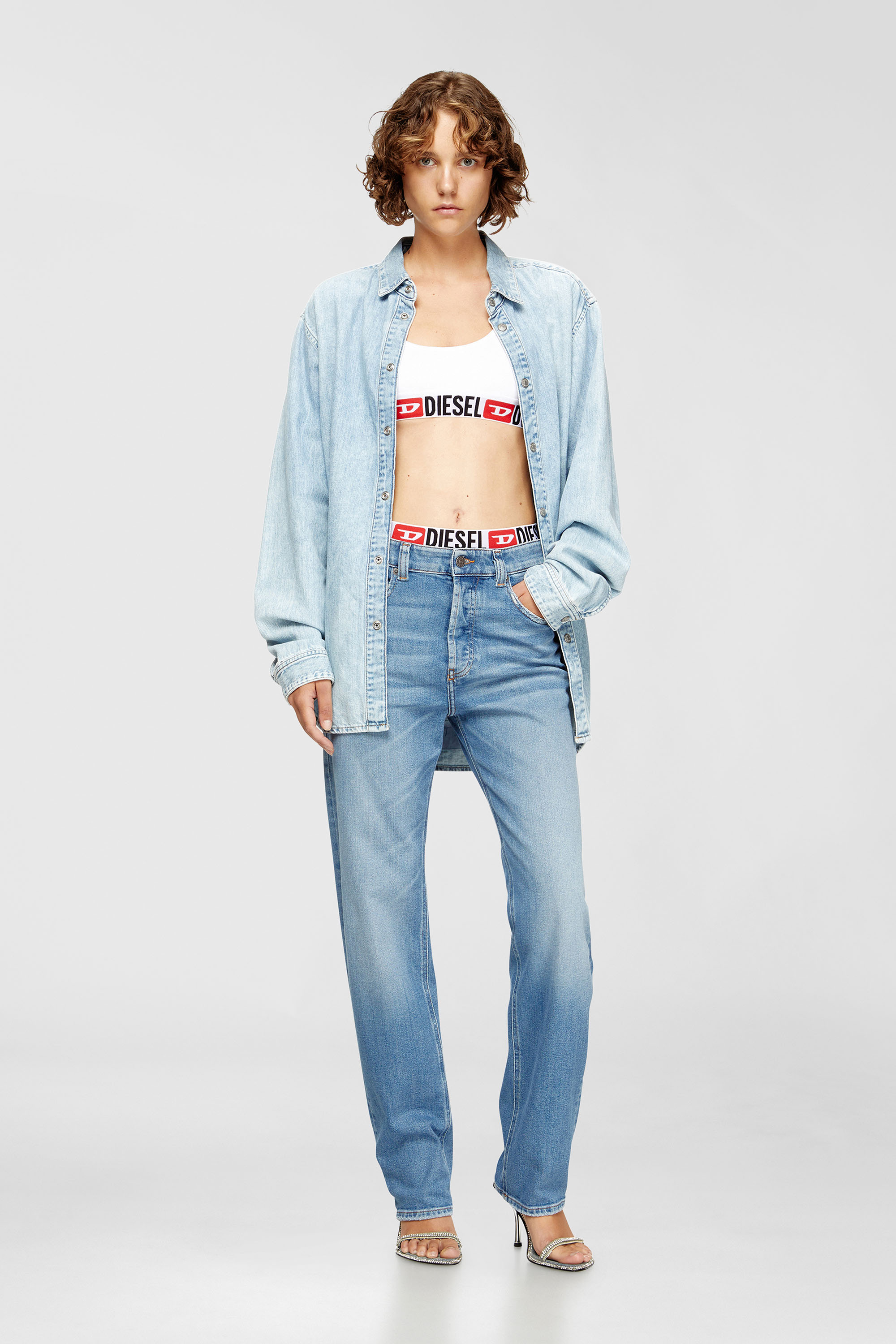 Diesel - UFSB-ORIBA, Bralette avec bande logo Femme in Blanc - 6