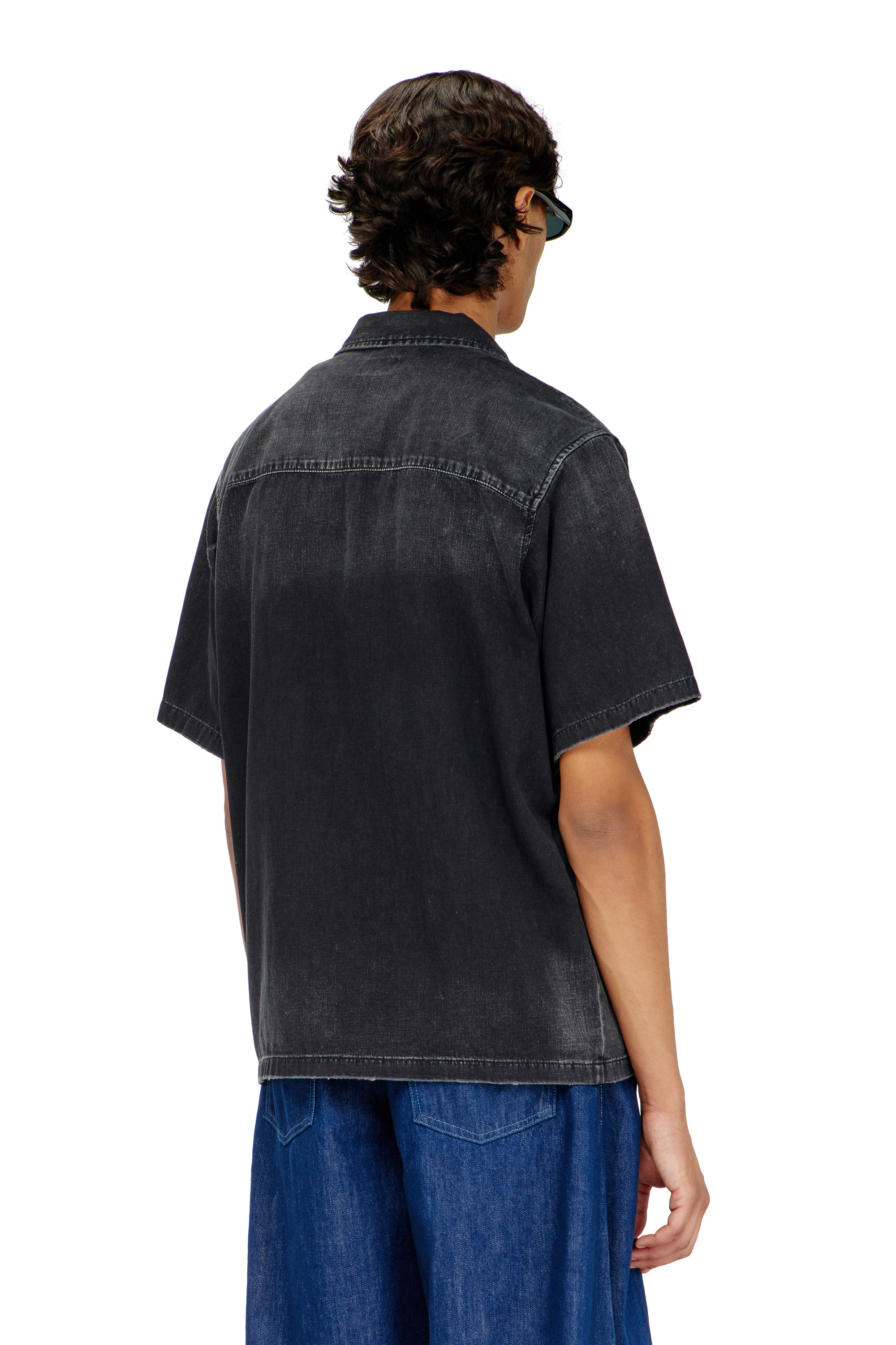 Diesel - D-NABIL-D, Chemise &agrave; manches courtes en denim Homme in Noir - 4