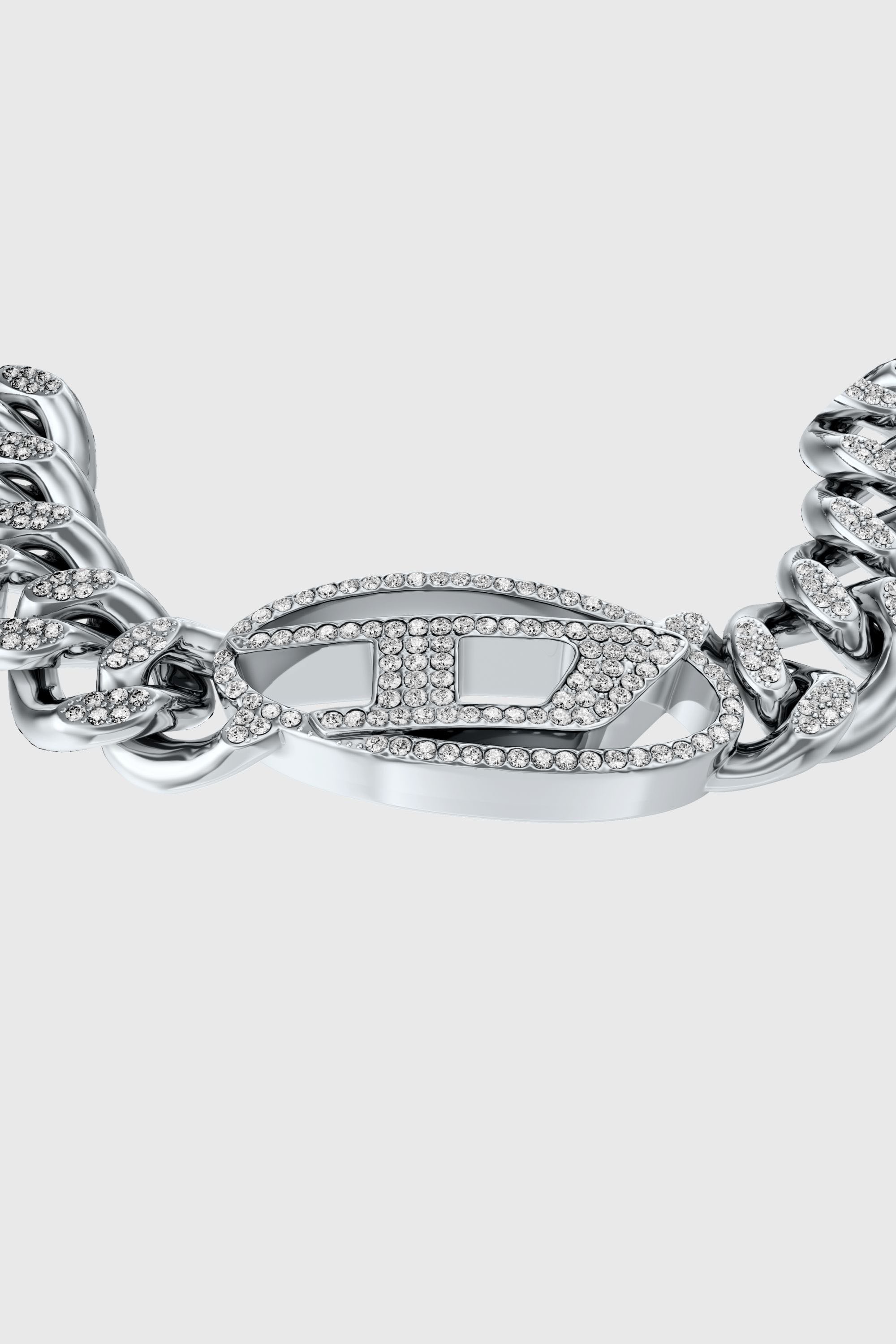 Diesel - DX1707040 JEWELLERY, Bracelet cha&icirc;ne en acier inoxydable oval D avec glitz Mixte in Gris argent&eacute; - 2