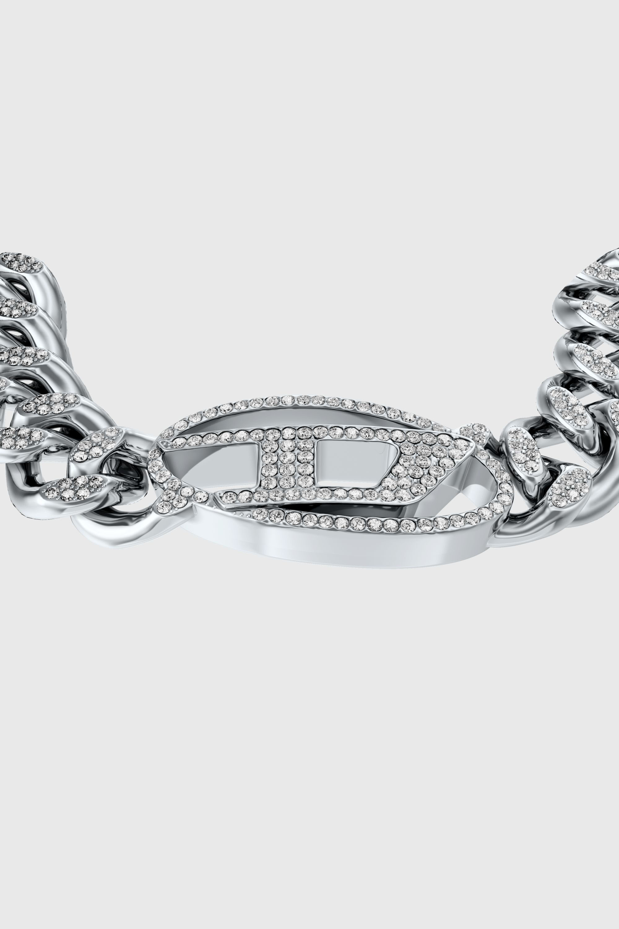 Diesel - DX1707040 JEWELLERY, Bracelet cha&icirc;ne en acier inoxydable oval D avec glitz Mixte in Gris argent&eacute; - 2