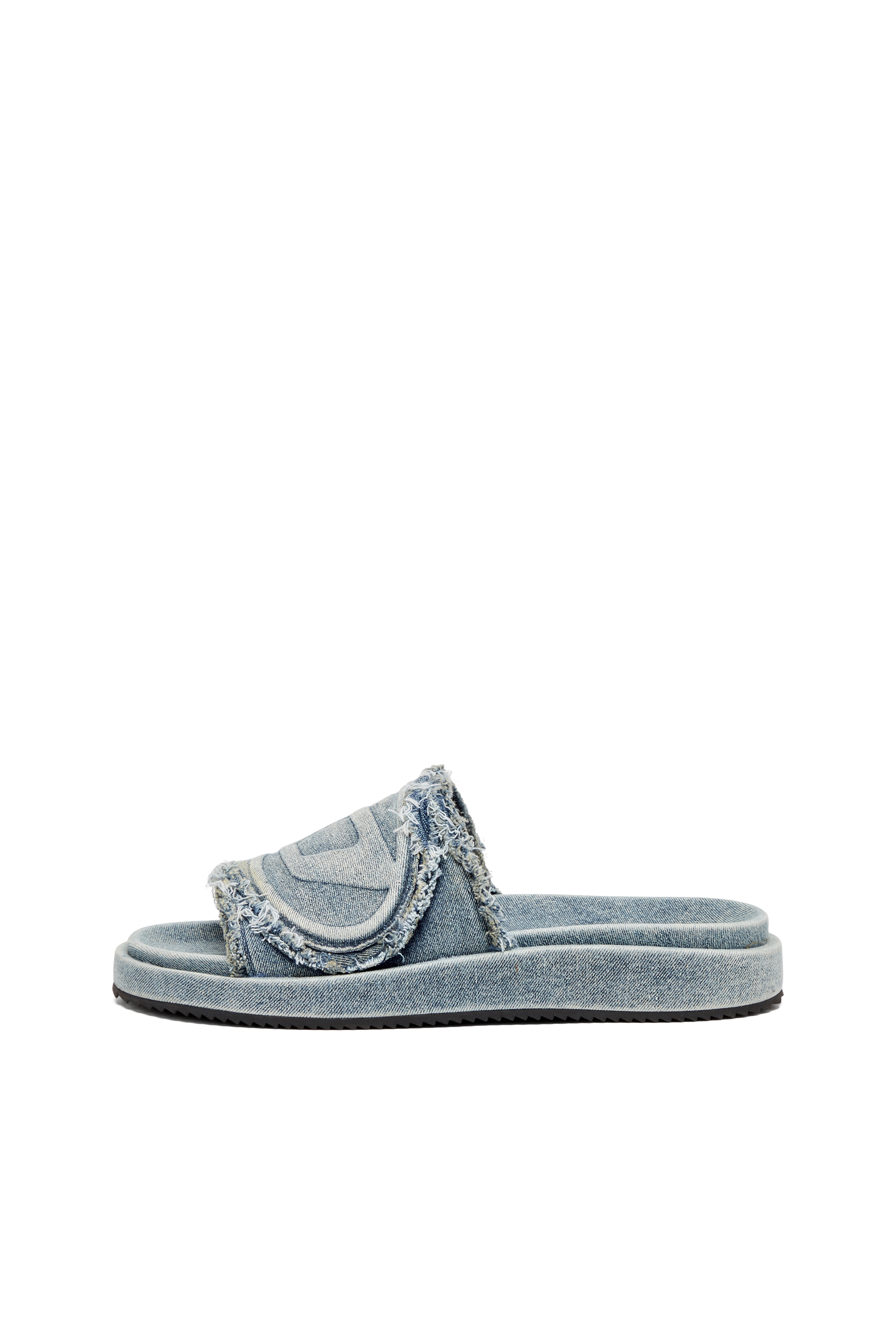 Diesel - SA-SLIDE D OVAL, Sa-Slide D-Claquettes en denim vieilli Mixte in Bleu - 7