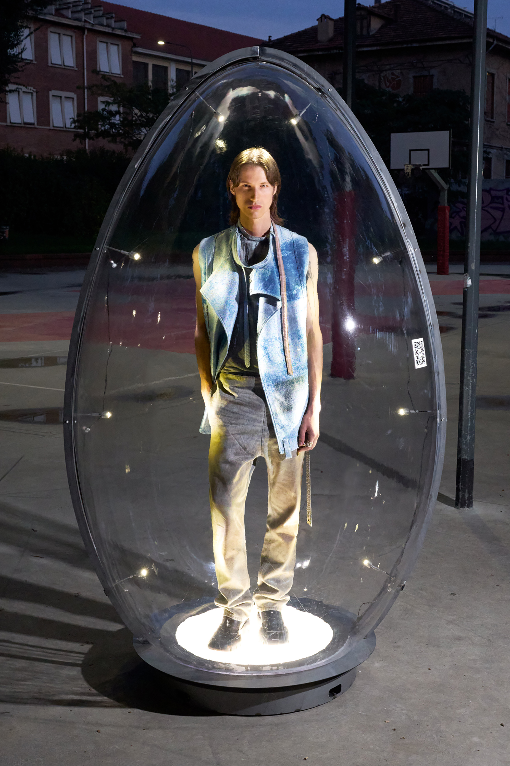 Diesel - T-GARY, Haut en jersey c&ocirc;tel&eacute; avec col bandouli&egrave;re style motard Homme in Gris - 6