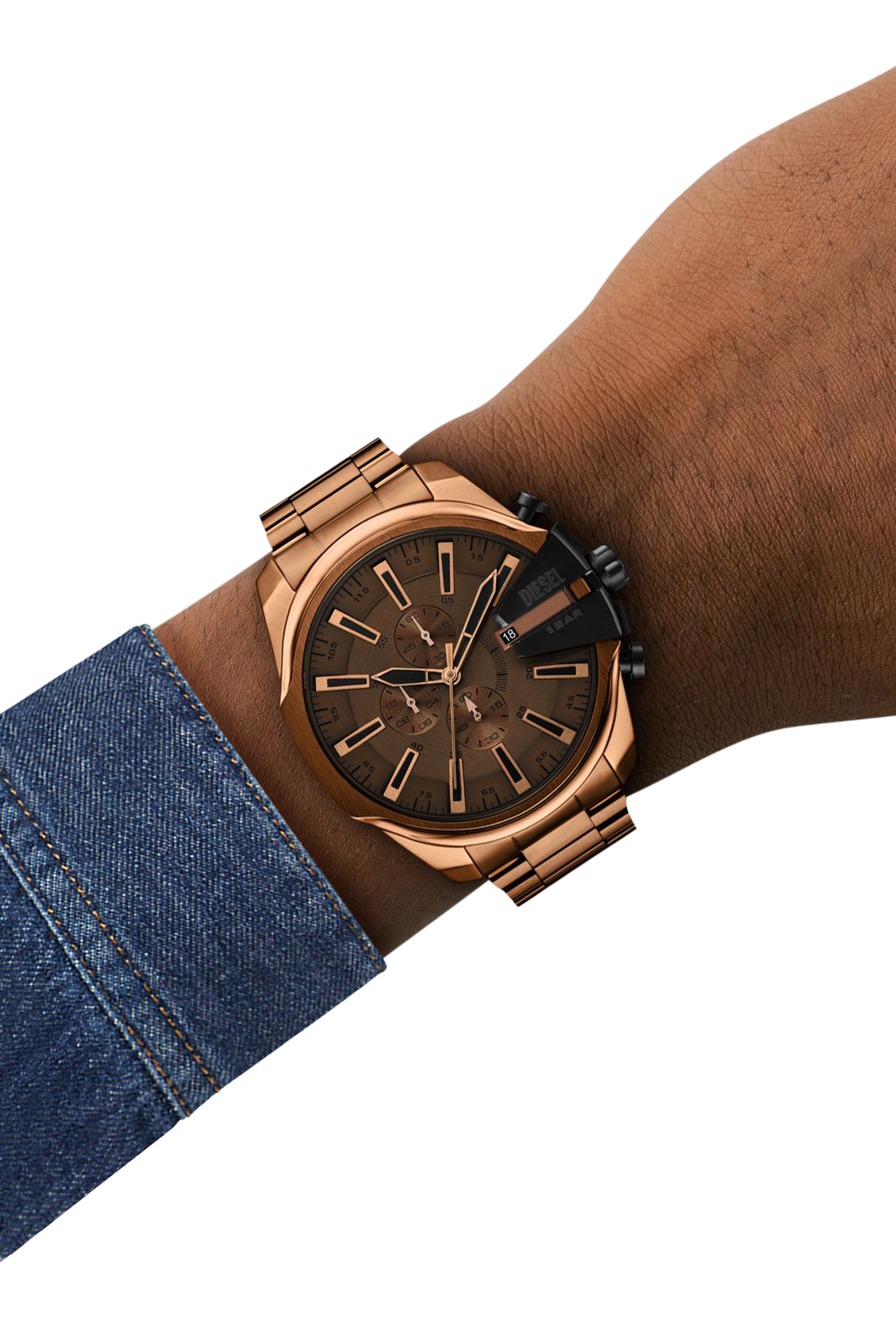 Diesel - DZ4697 WATCH, Montre Mega Chief slim en acier inoxydable  marron Homme in Marron - 4