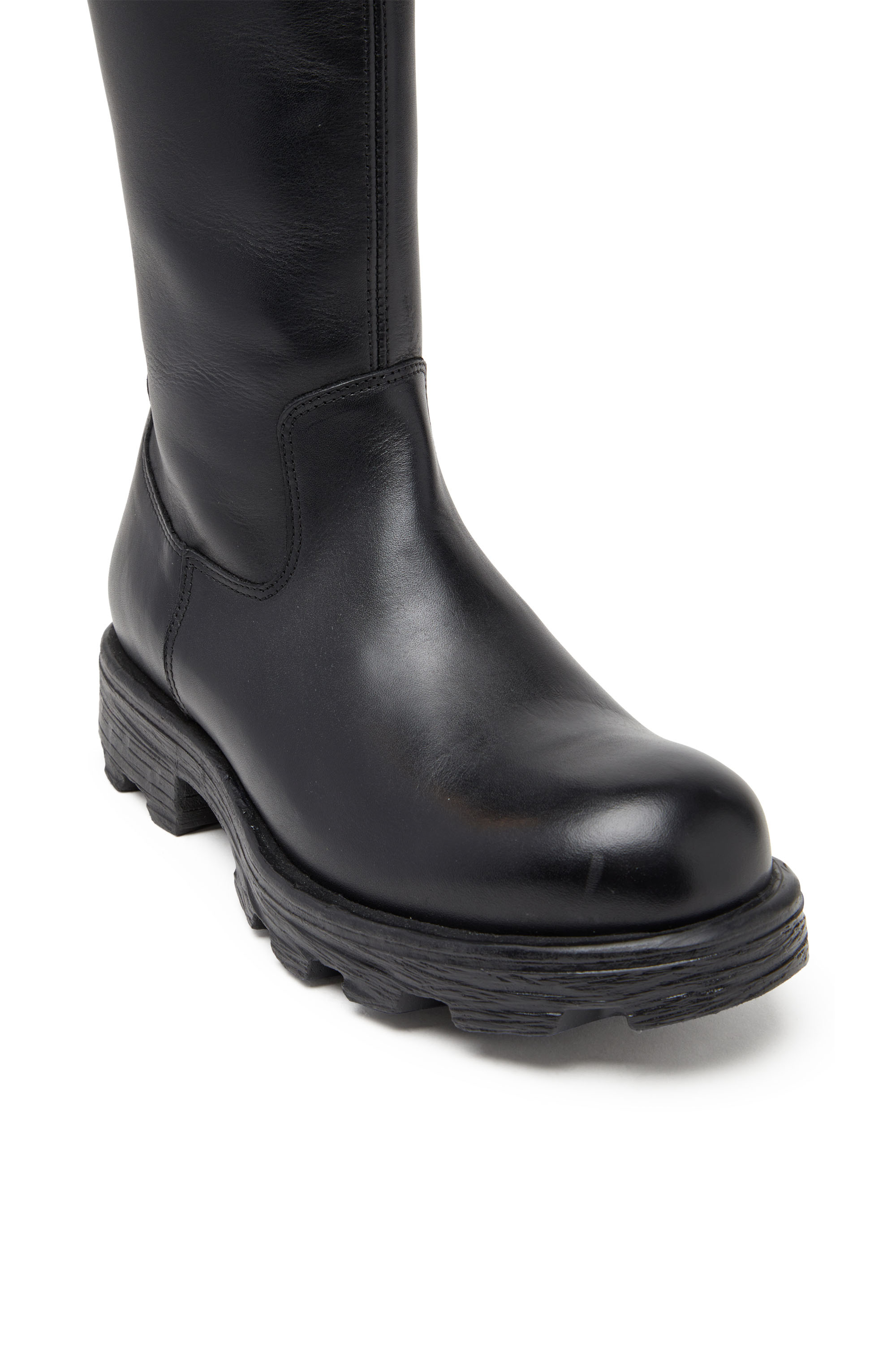 Diesel - D-HAMMER HB D W, D-Hammer-Bottes hauteur genou en cuir Femme in Noir - 6