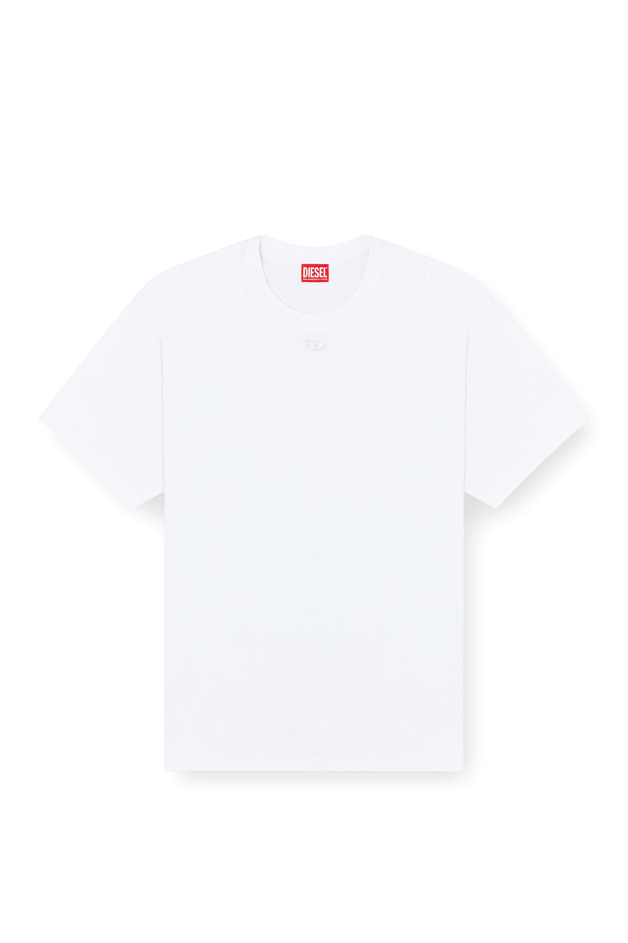 Diesel - T-BOXT-DCO, T-shirt en coton d&eacute;contract&eacute;e avec broderie Oval D Homme in Blanc - 2