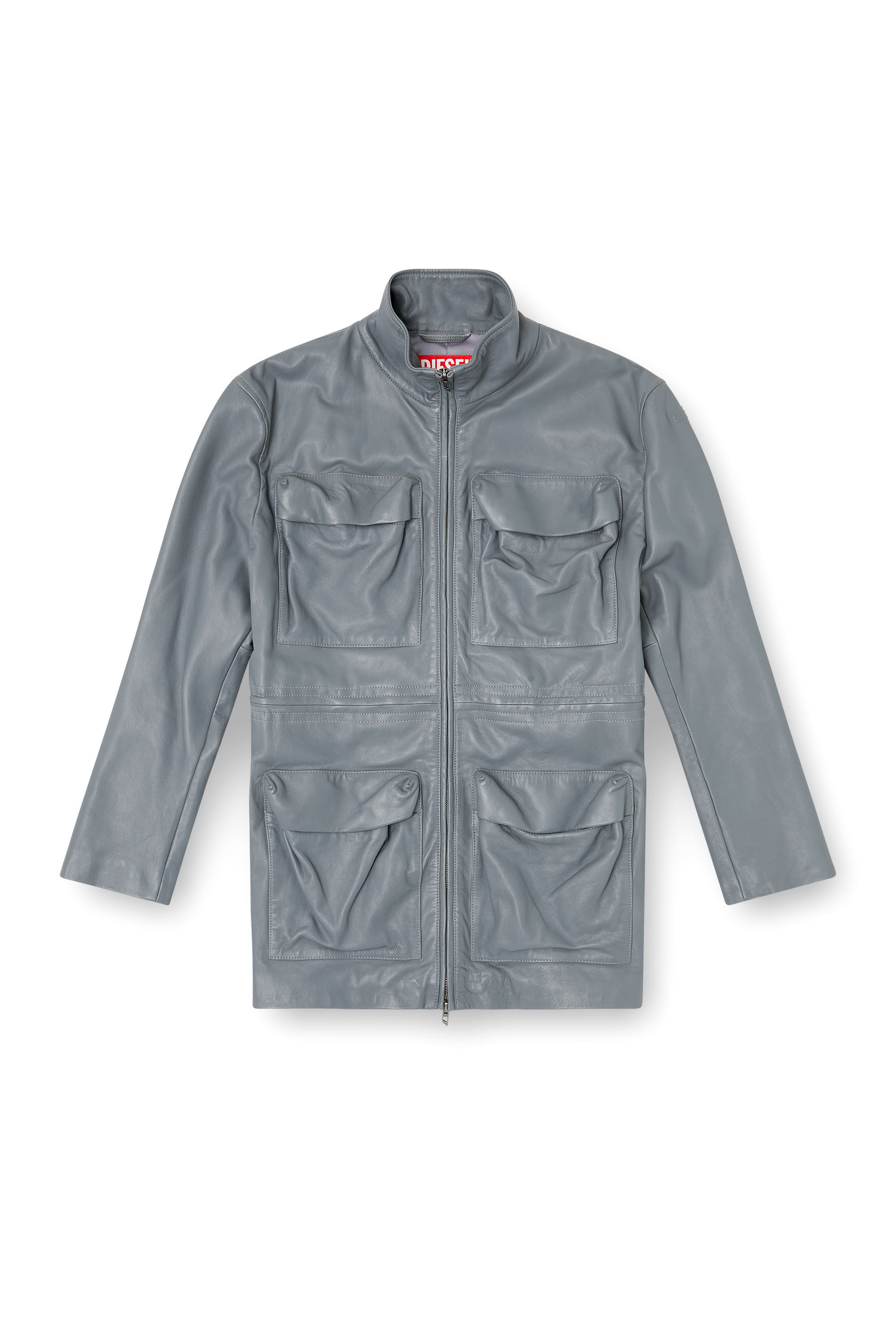 Diesel - L-WEN, Veste style militaire en cuir Femme in Gris - 3