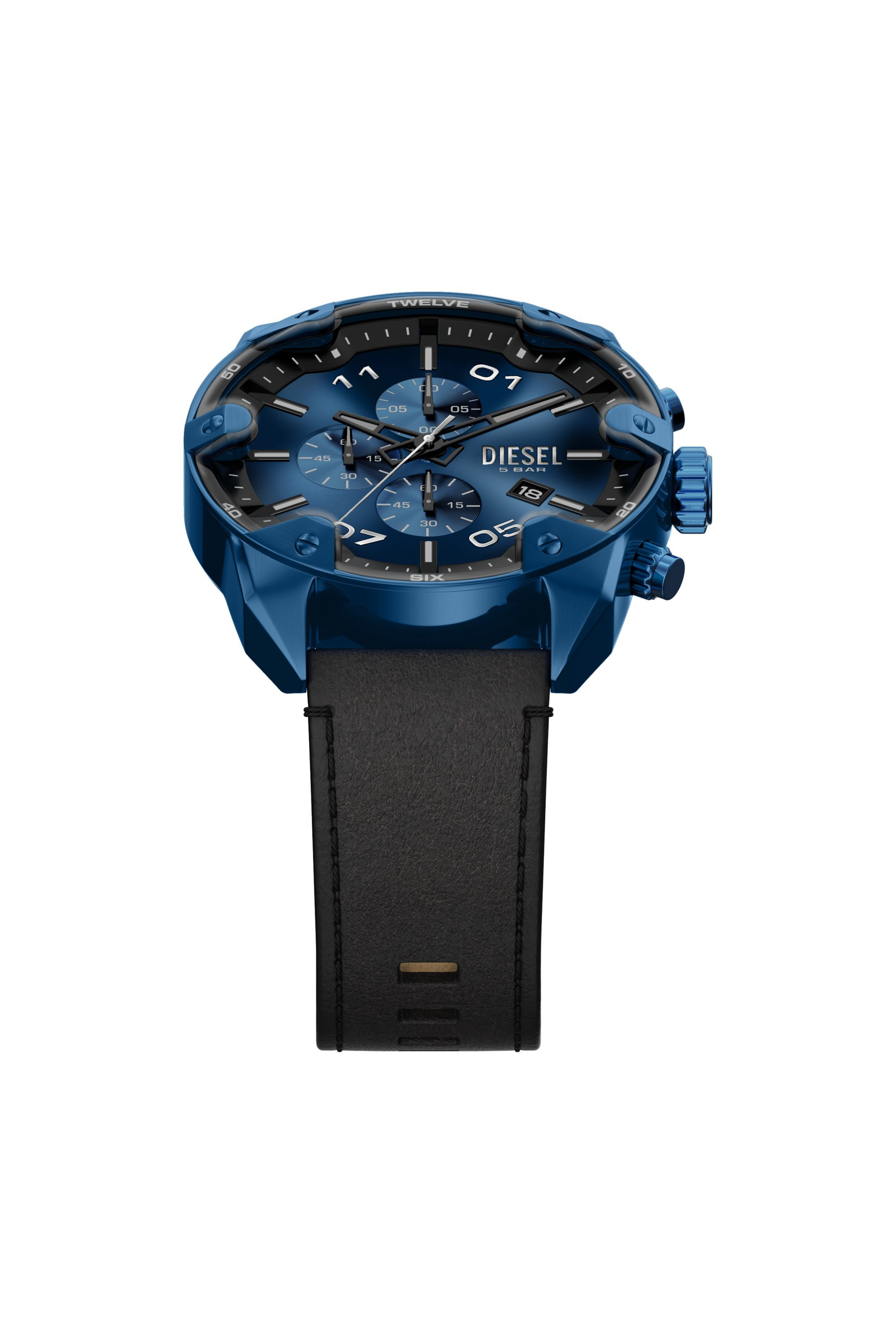 Diesel - DZ4703 WATCH, Montre Spiked noire &agrave; bracelet en cuir Homme in Polychrome - 4