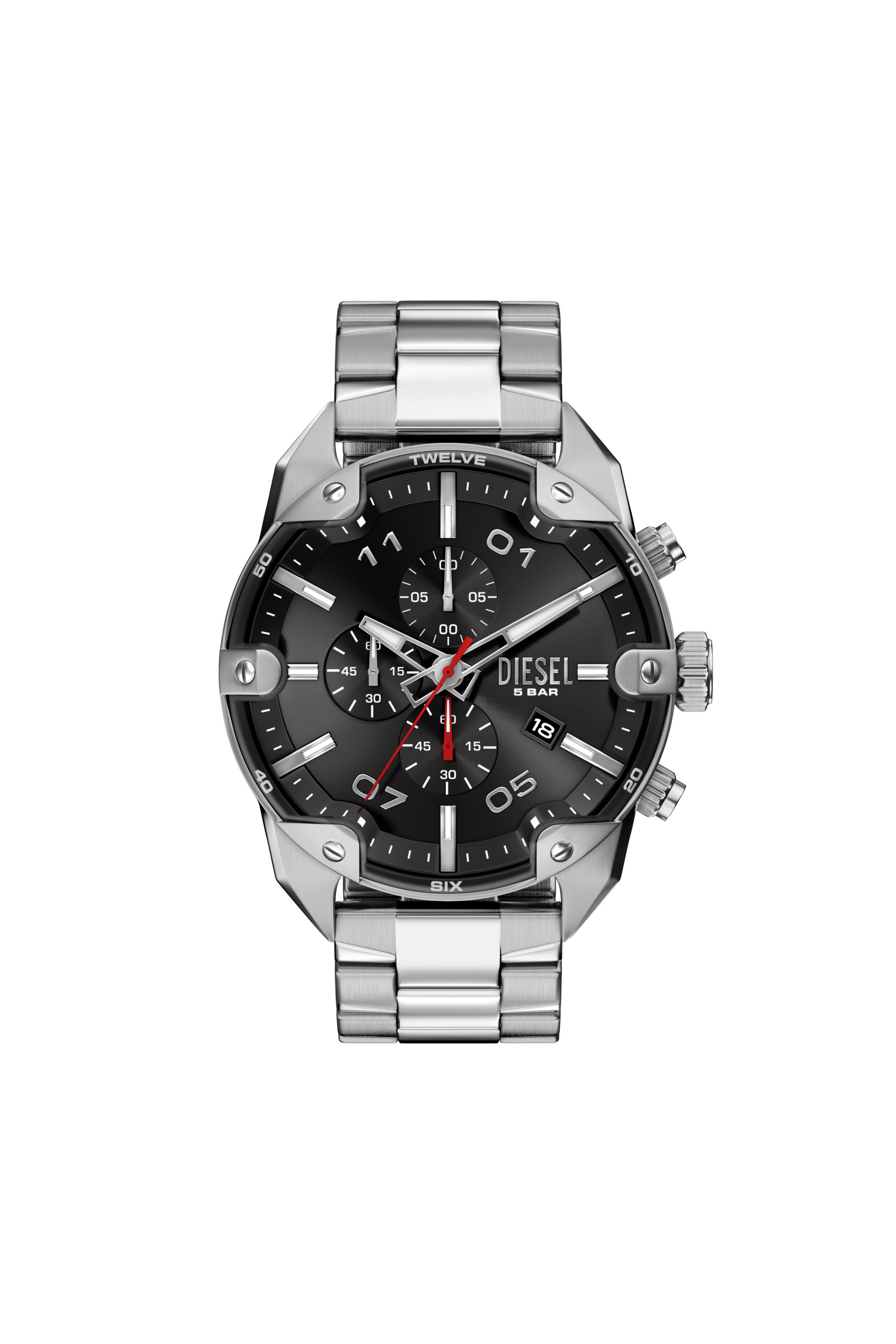 Diesel - DZ4709 WATCH, Montre Spiked en acier inoxydable Homme in Gris argent&eacute; - 1