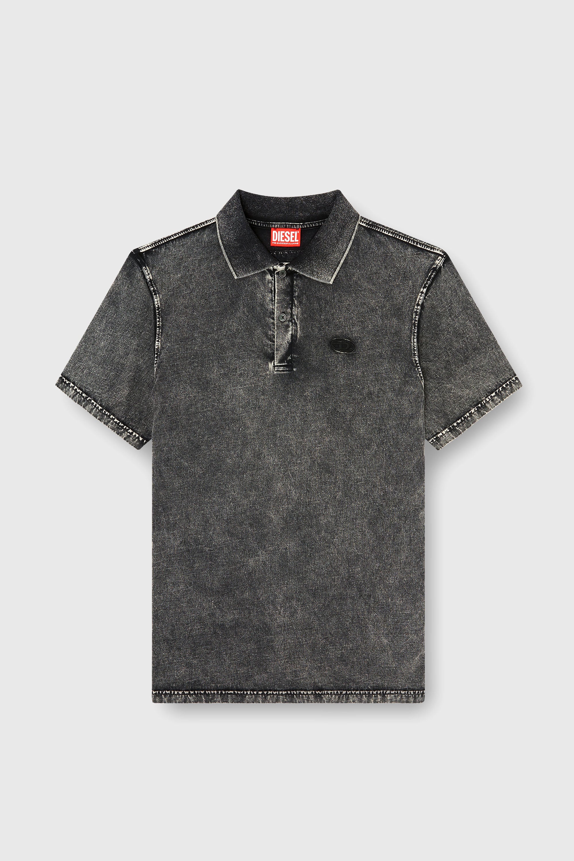 Diesel - T-REJUST-NC-DEN, Polo en jersey effet denim Homme in Gris - 2