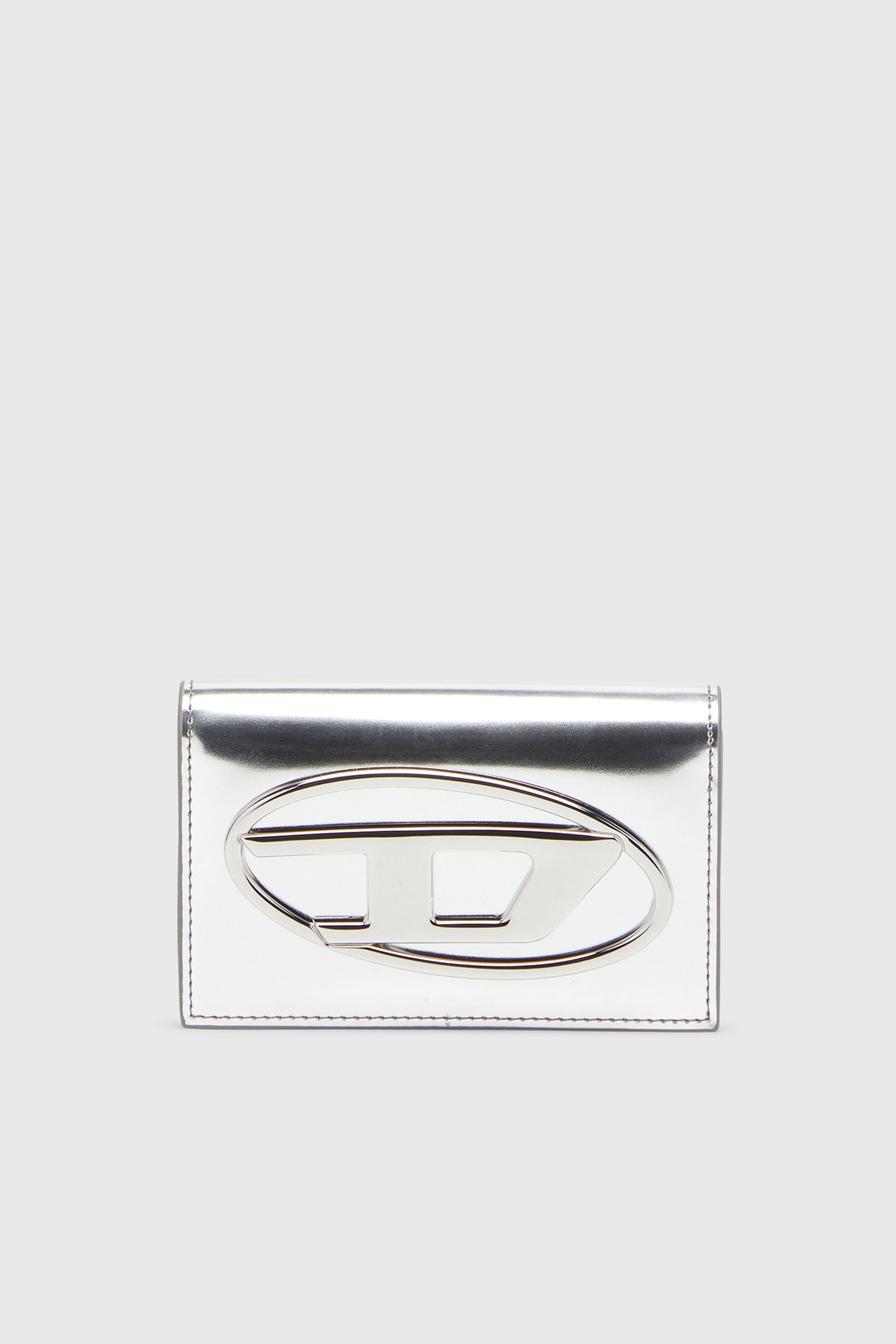 Diesel - 1DR CARD HOLDER IV, Porte-cartes en cuir m&eacute;tallis&eacute; Femme in Gris argent&eacute; - 1