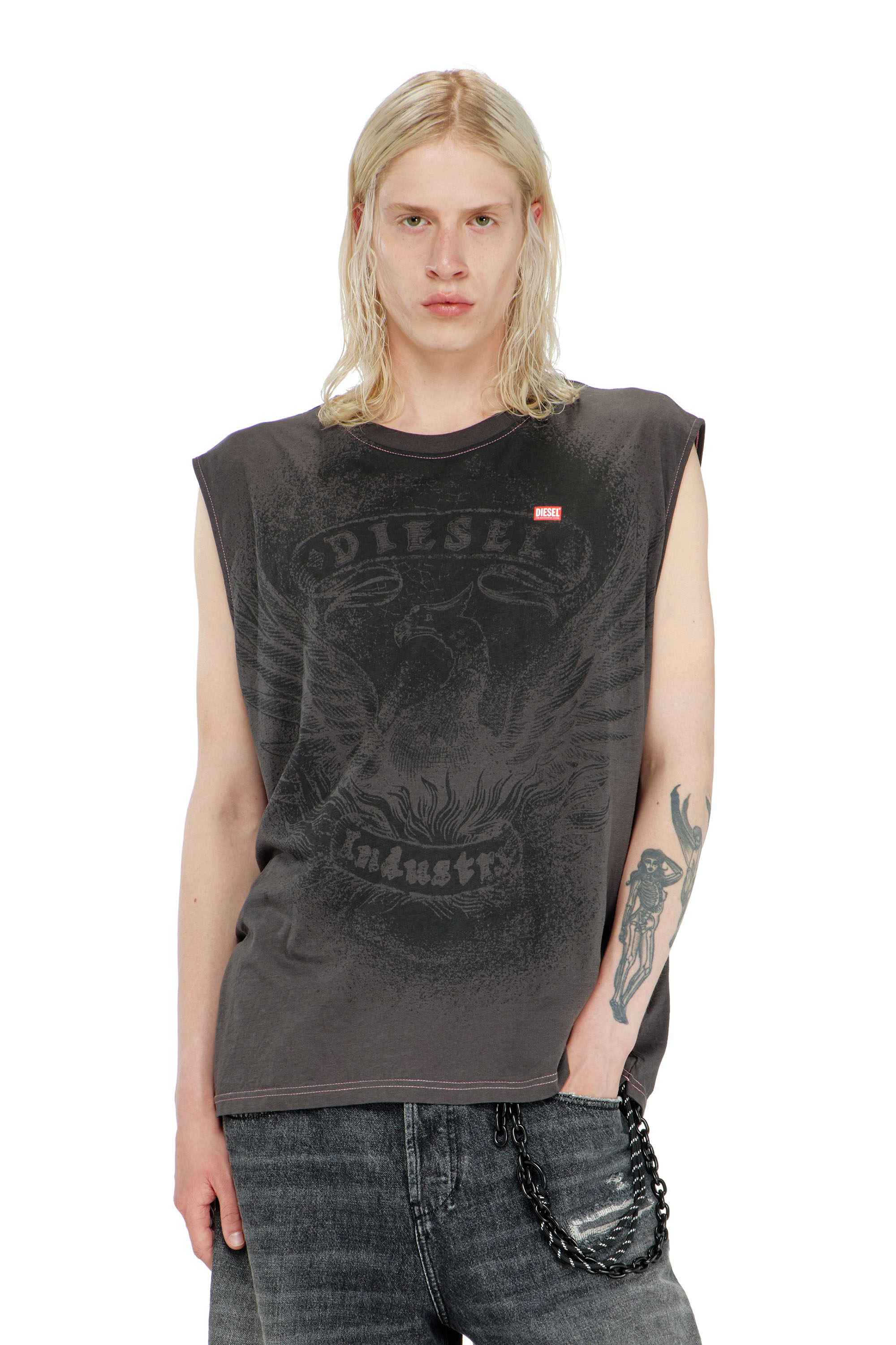 Diesel - T-BOXT-SL-NOTCH, D&eacute;bardeur en coton avec motif ton sur ton Homme in ToBeDefined - 3