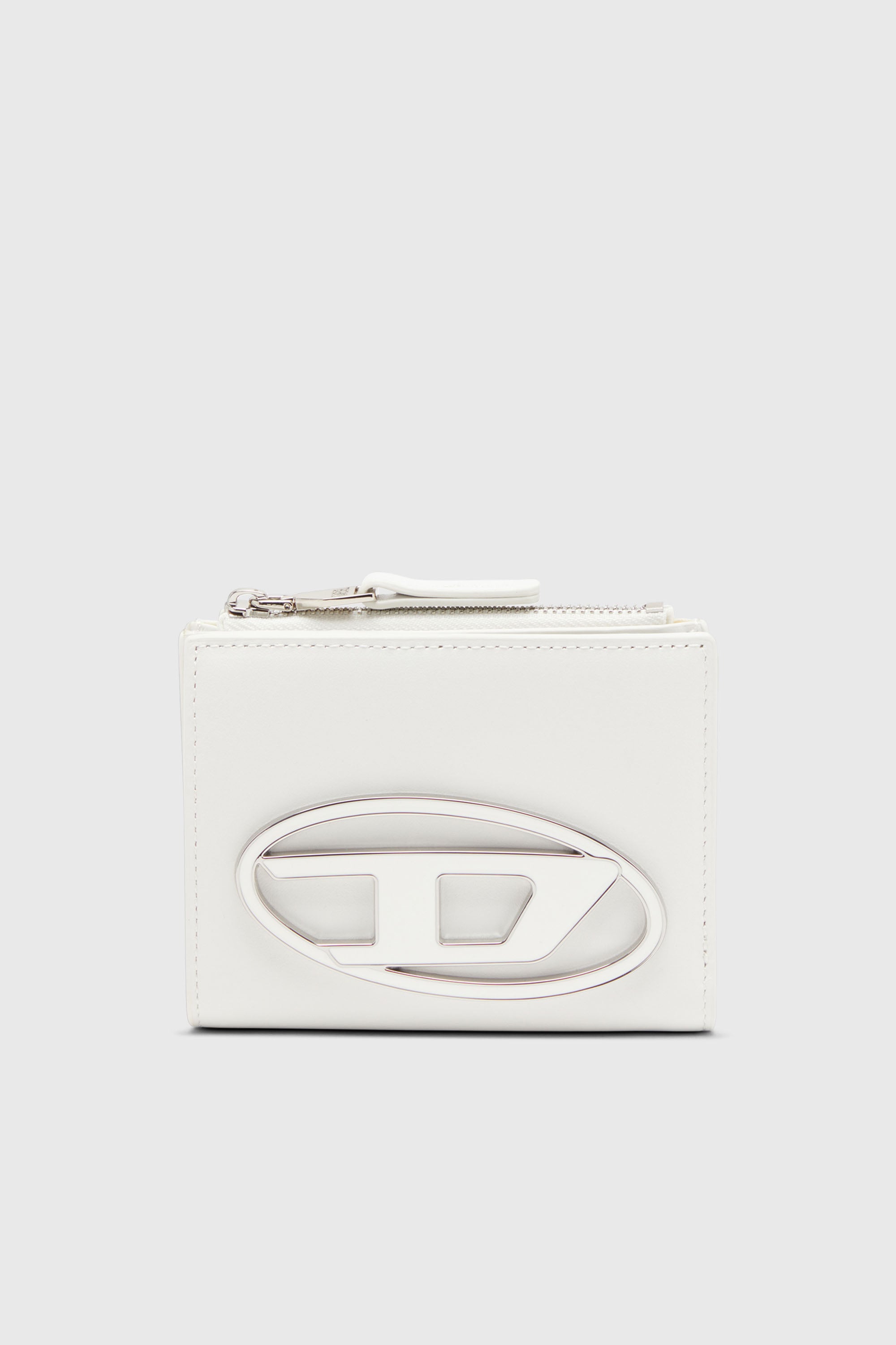 Diesel - 1DR BI-FOLD ZIP II, Petit portefeuille en cuir avec plaque &agrave; logo Femme in Blanc - 1
