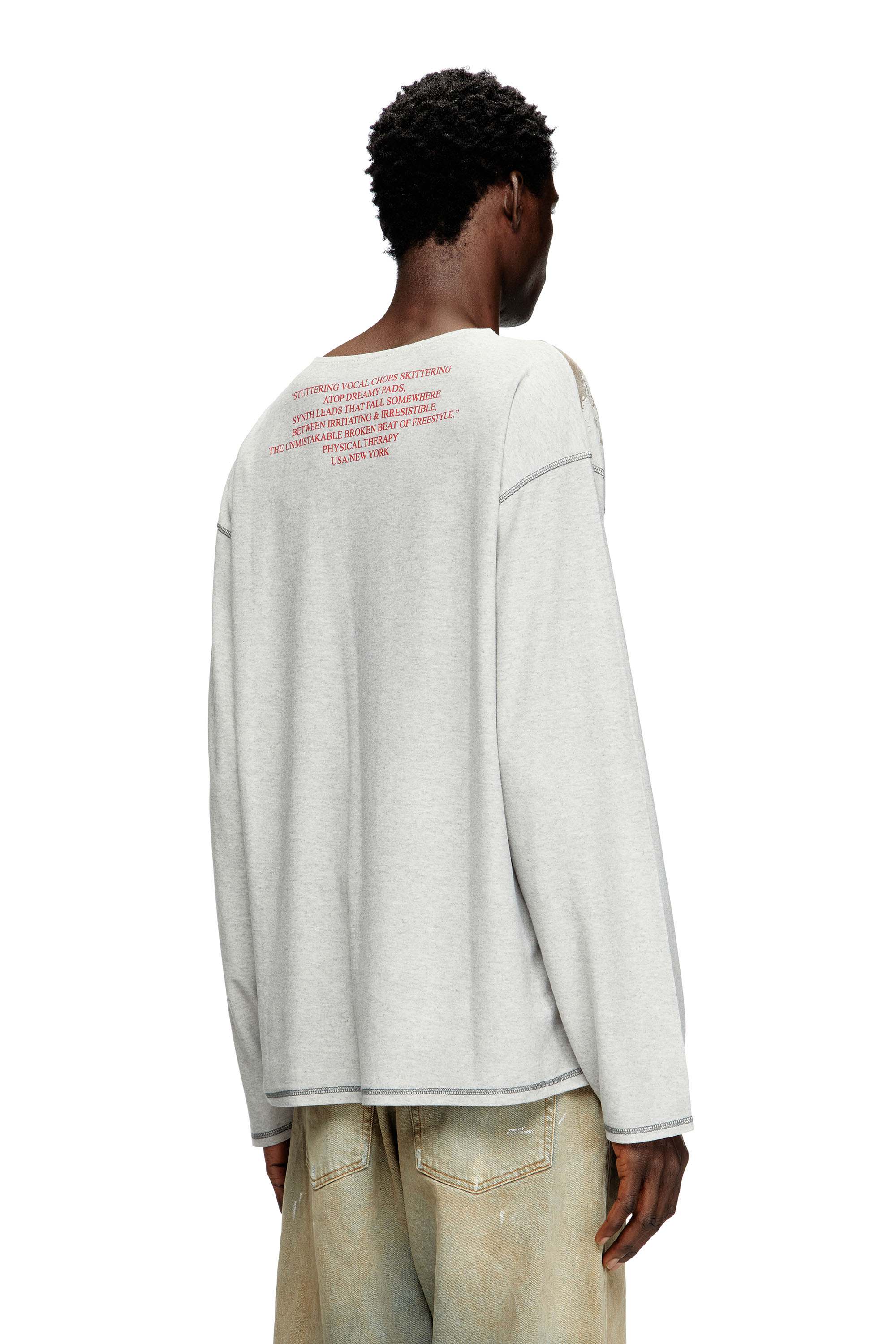 Diesel - T-JERRY-B, T-shirt à manches longues avec imprimé paroles Mixte in Gris - 4