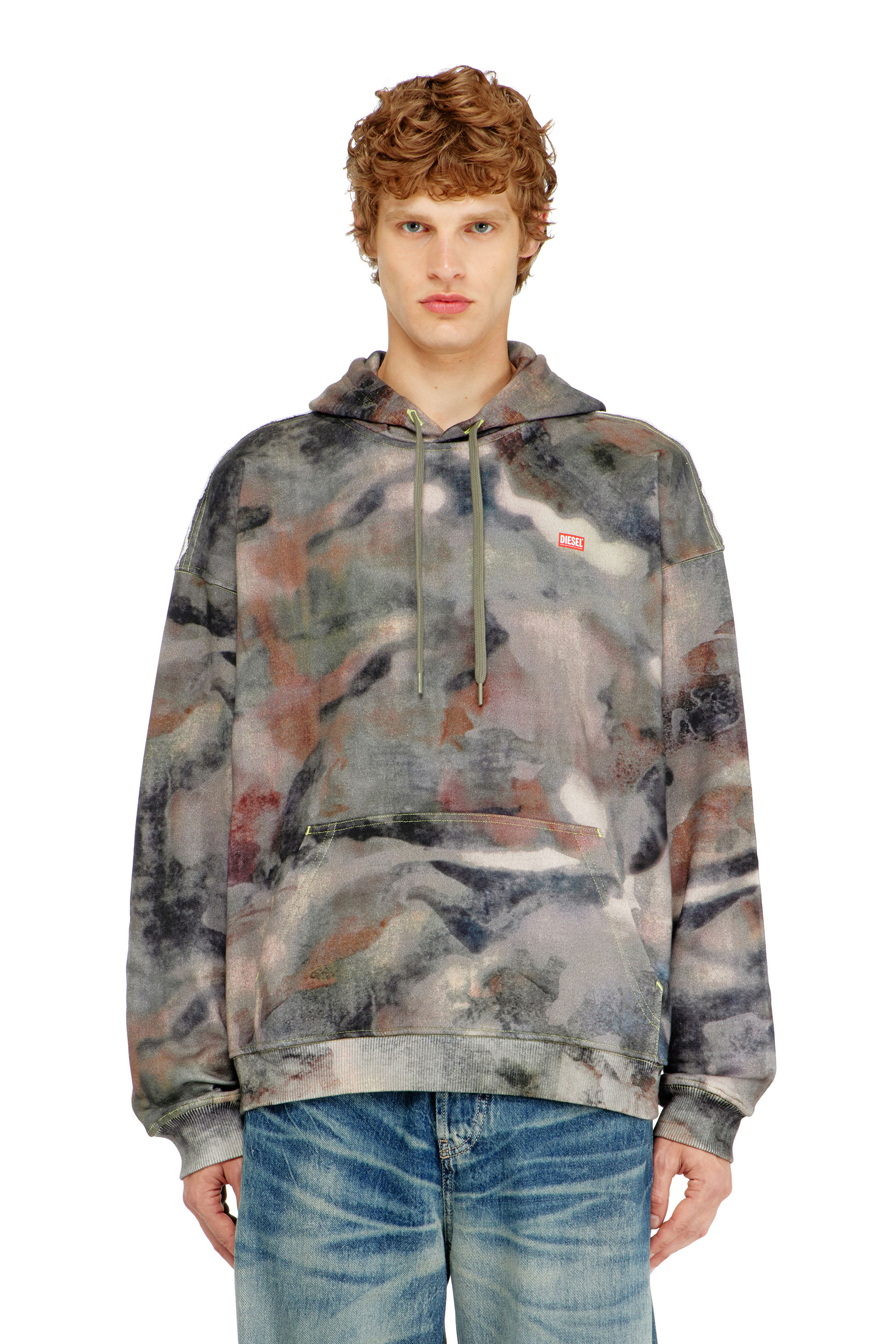 Diesel - S-BOXT-HOOD-V1, Sweat &agrave; capuche en coton biologique &agrave; imprim&eacute; camouflage Homme in Polychrome - 1