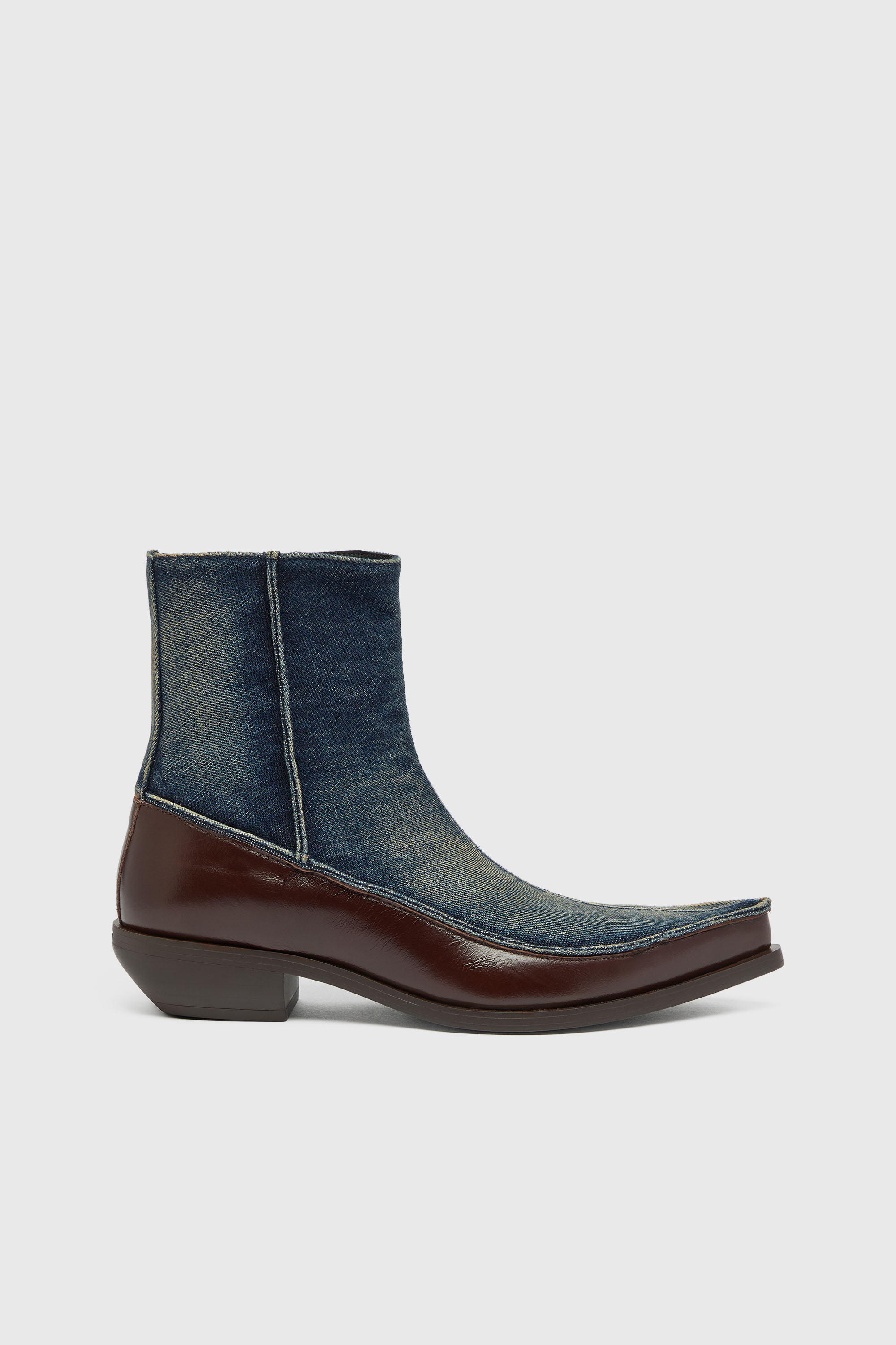 Diesel - D-FRIDO-30-TR, D-Frido-Bottines western en cuir et denim Homme in ToBeDefined - 1