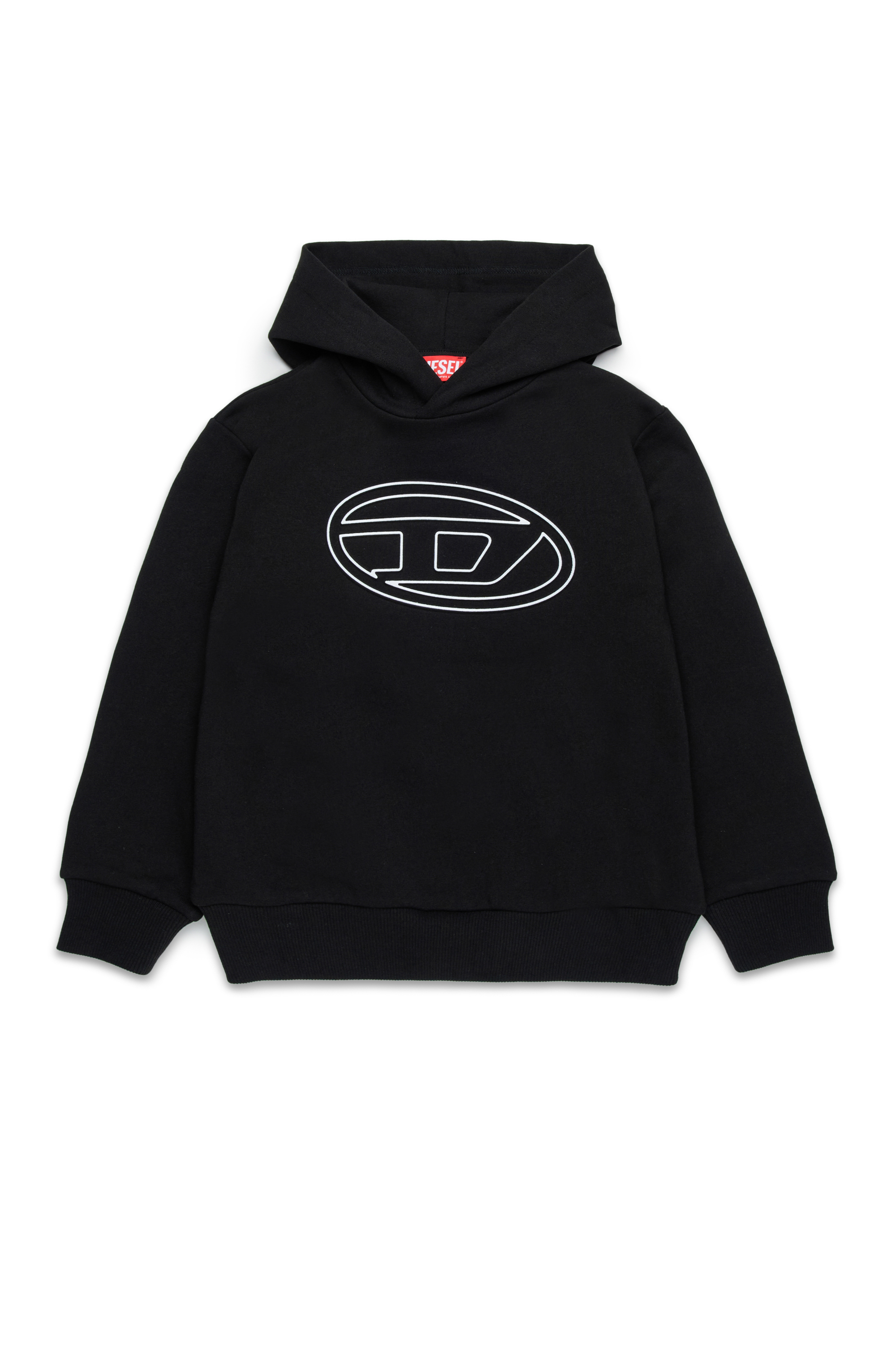 Diesel - SBIGOVALHOOD OVER, Sweat-shirt à capuche avec logo Oval D embossé Homme in Noir - 1