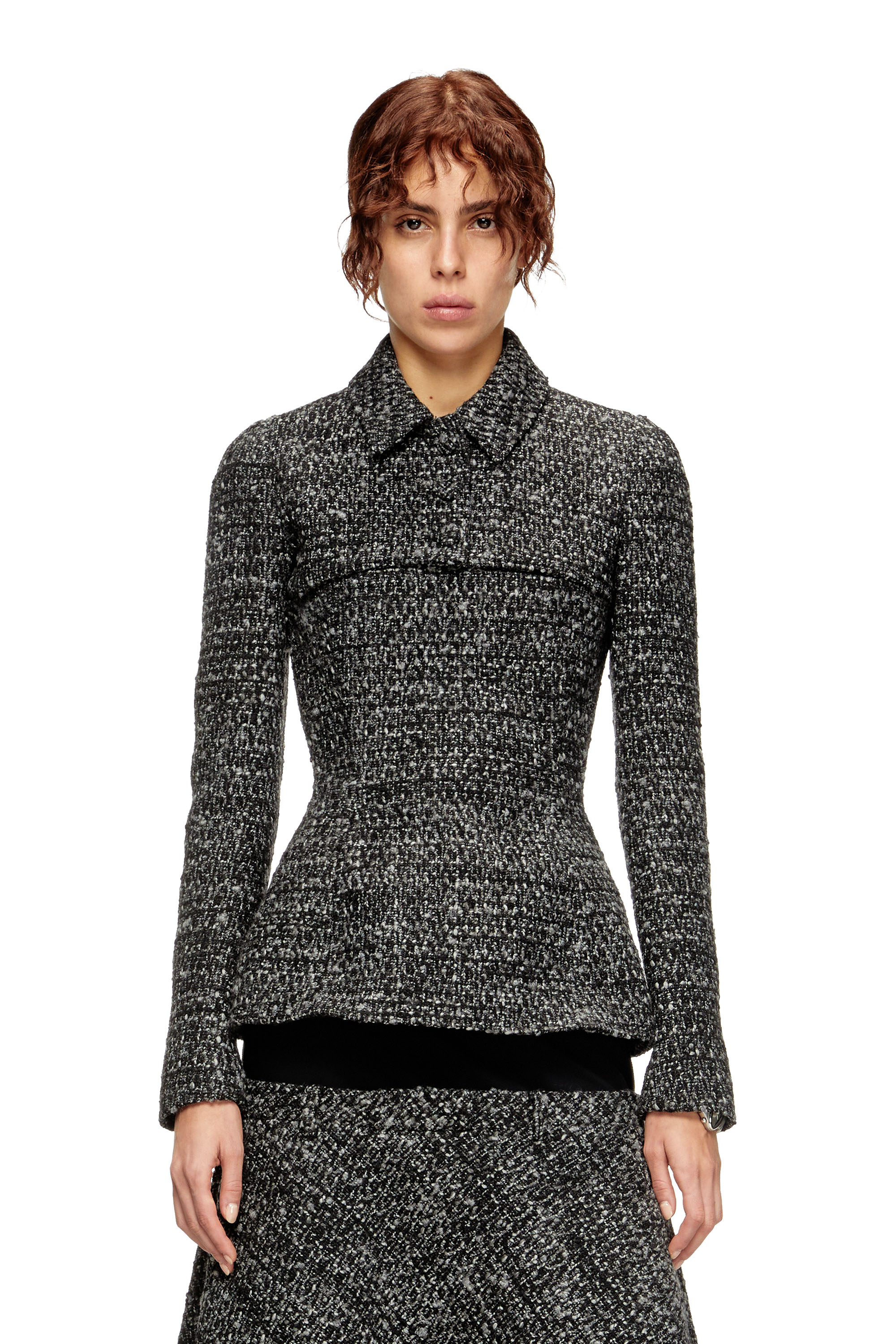 Diesel - G-ANNE, Blouson bouclé à ourlet ultra-court Femme in Noir - 1