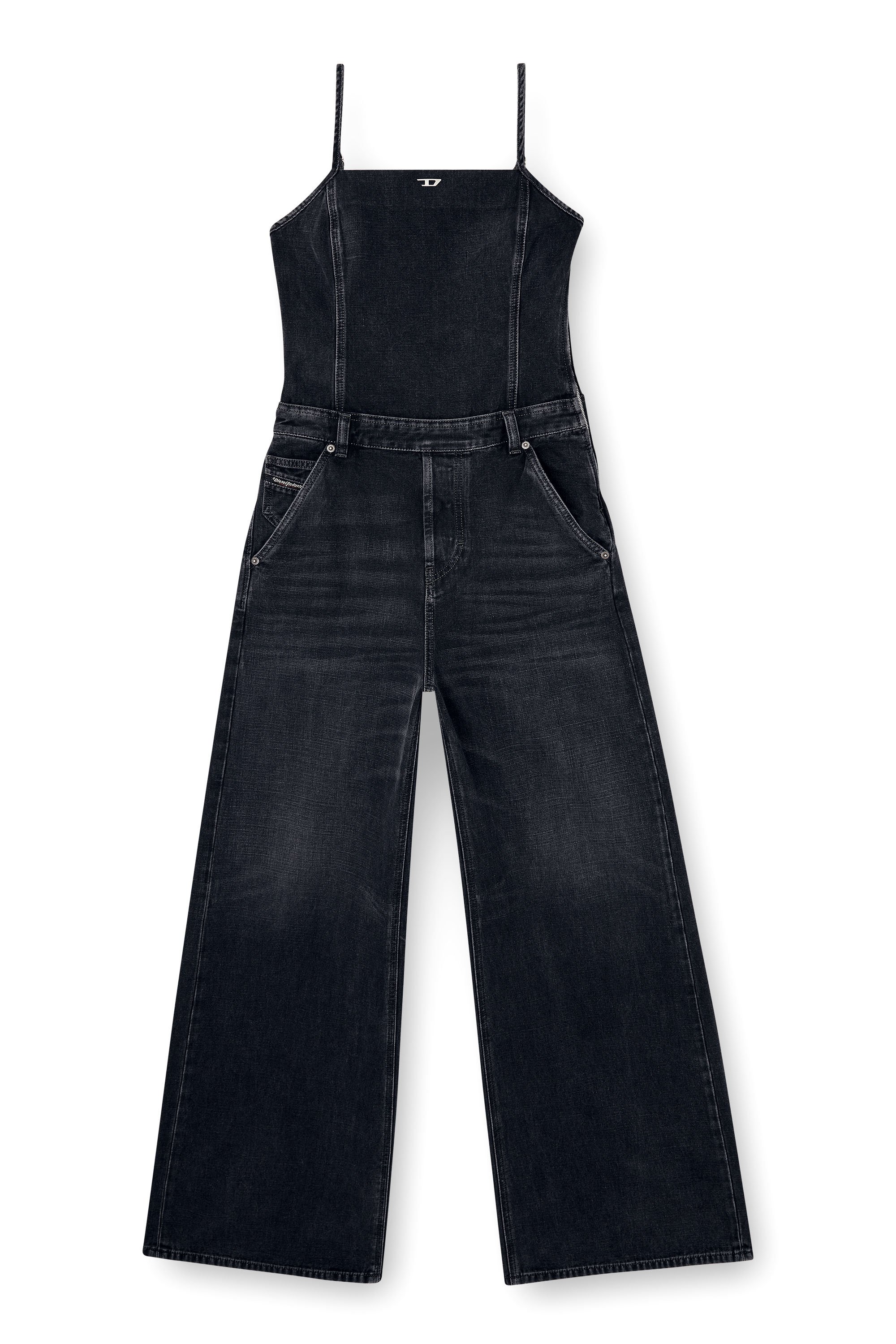 Diesel - DE-VORS, Combinaison à bretelles en denim tissé batavia Femme in Noir - 4