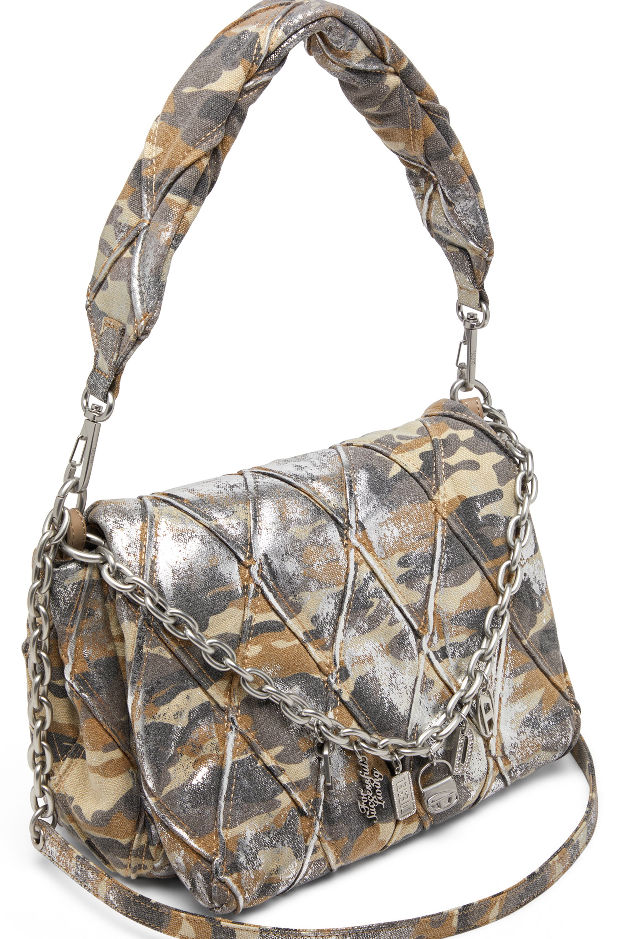 Diesel - CHARM-D SHOULDER M, Charm-D M-Sac à bandoulière en toile au motif camouflage métallisé Femme in Polychrome - 5