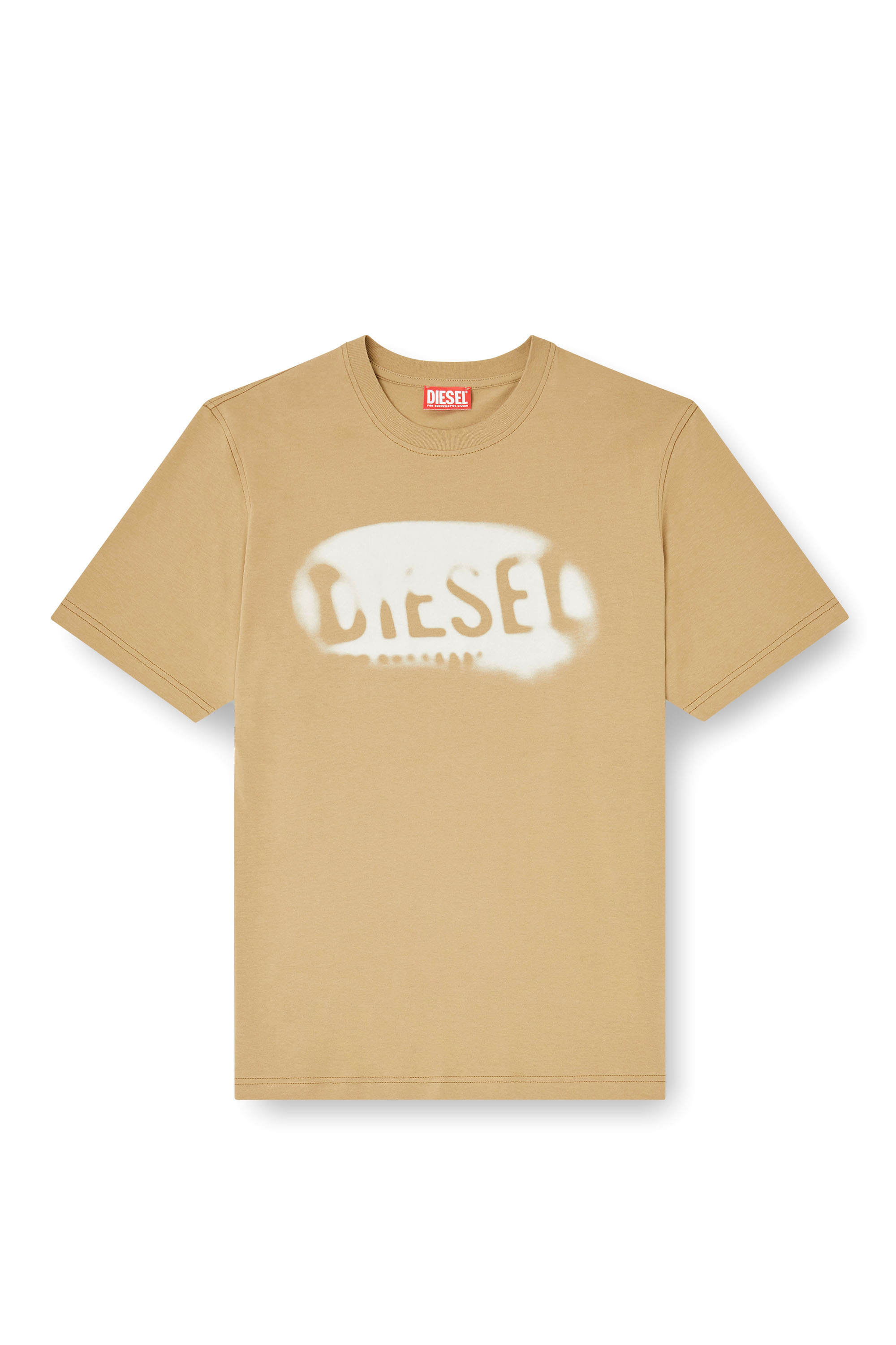 Diesel - T-ADJUST-V2, T-shirt en coton léger avec logo délavé Homme in Beige - 3