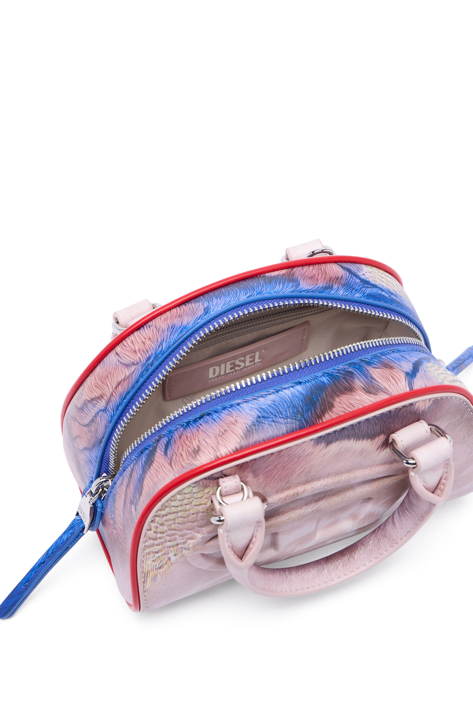 Diesel - 1DR DOME CROSSBODY, 1DR Dome-Sac bowling mini avec imprim&eacute; animalier Femme in Polychrome - 4