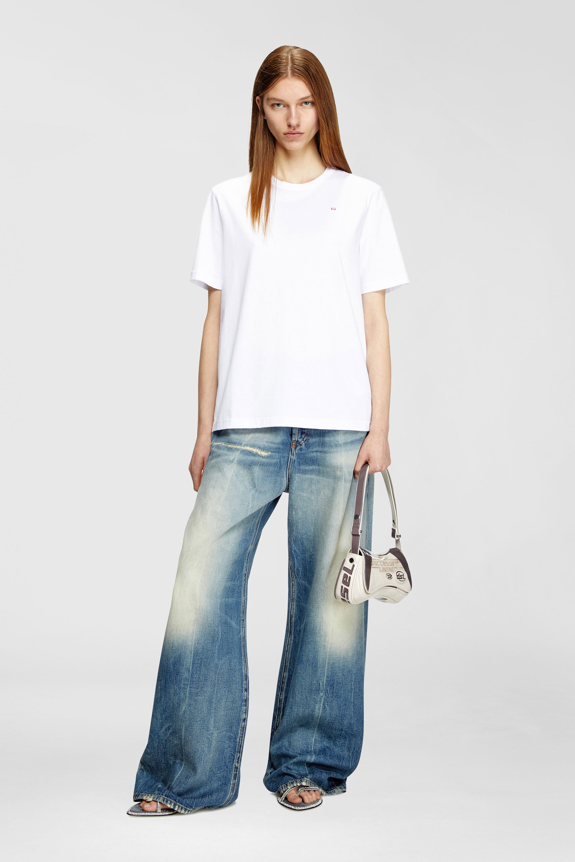 Diesel - T-ADJUST-MICRODIV, T-shirt avec logo micro-brod&eacute; Mixte in Blanc - 2