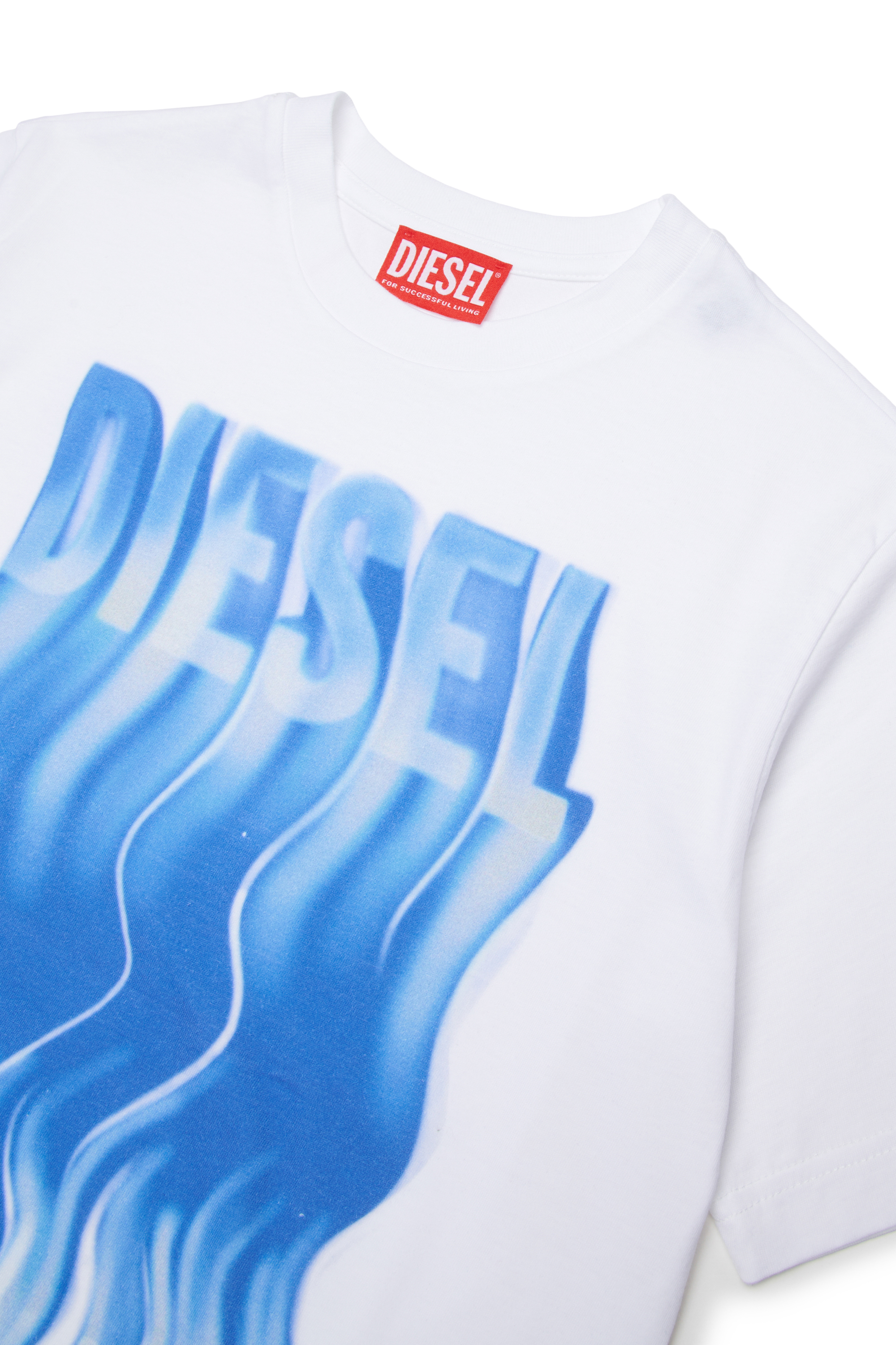 Diesel - TWIGGLY OVER, T-shirt en coton avec imprim&eacute; effet vague Homme in Blanc - 3