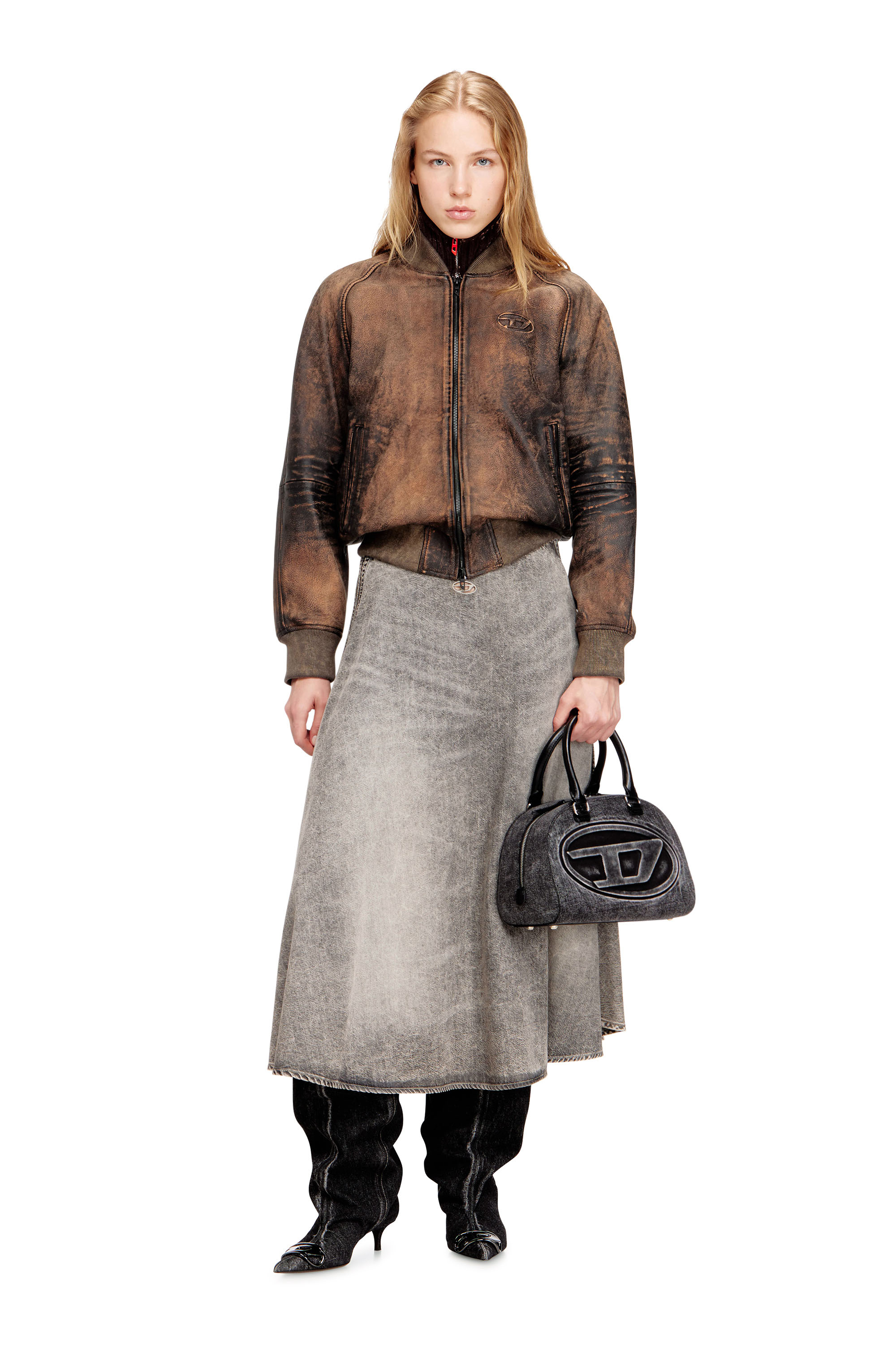 Diesel - L-COBB-FEM, Blouson aviateur en cuir vieilli Femme in ToBeDefined - 2