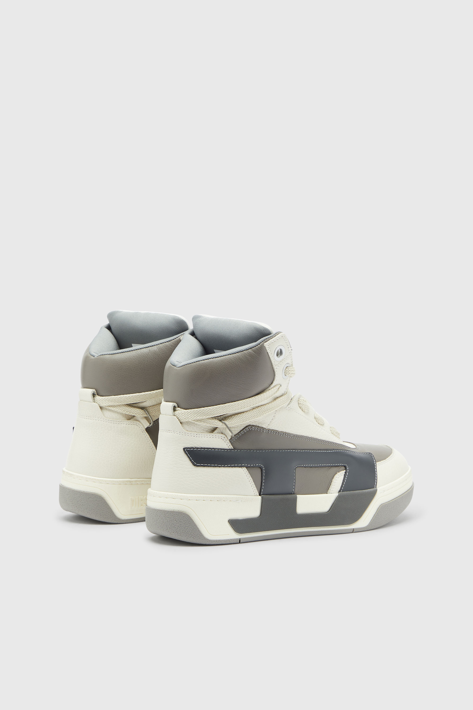 Diesel - S-D-OLLIE MID, S-D-Ollie - Sneakers montantes en cuir avec logo D Homme in Blanc - 3