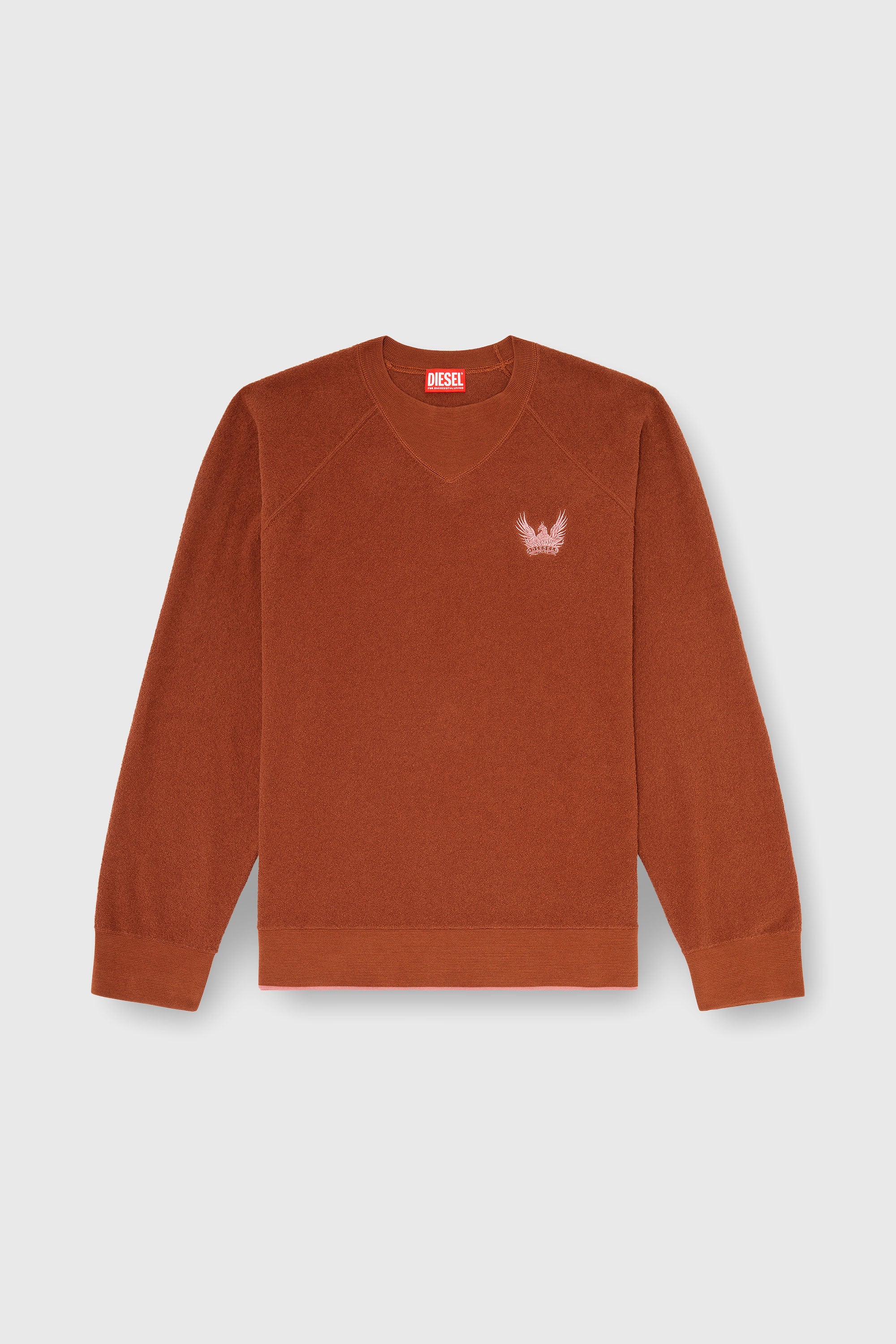 Diesel - K-RALFS, Boucl&eacute; jumper avec broderie Phoenix Homme in Rouge - 2