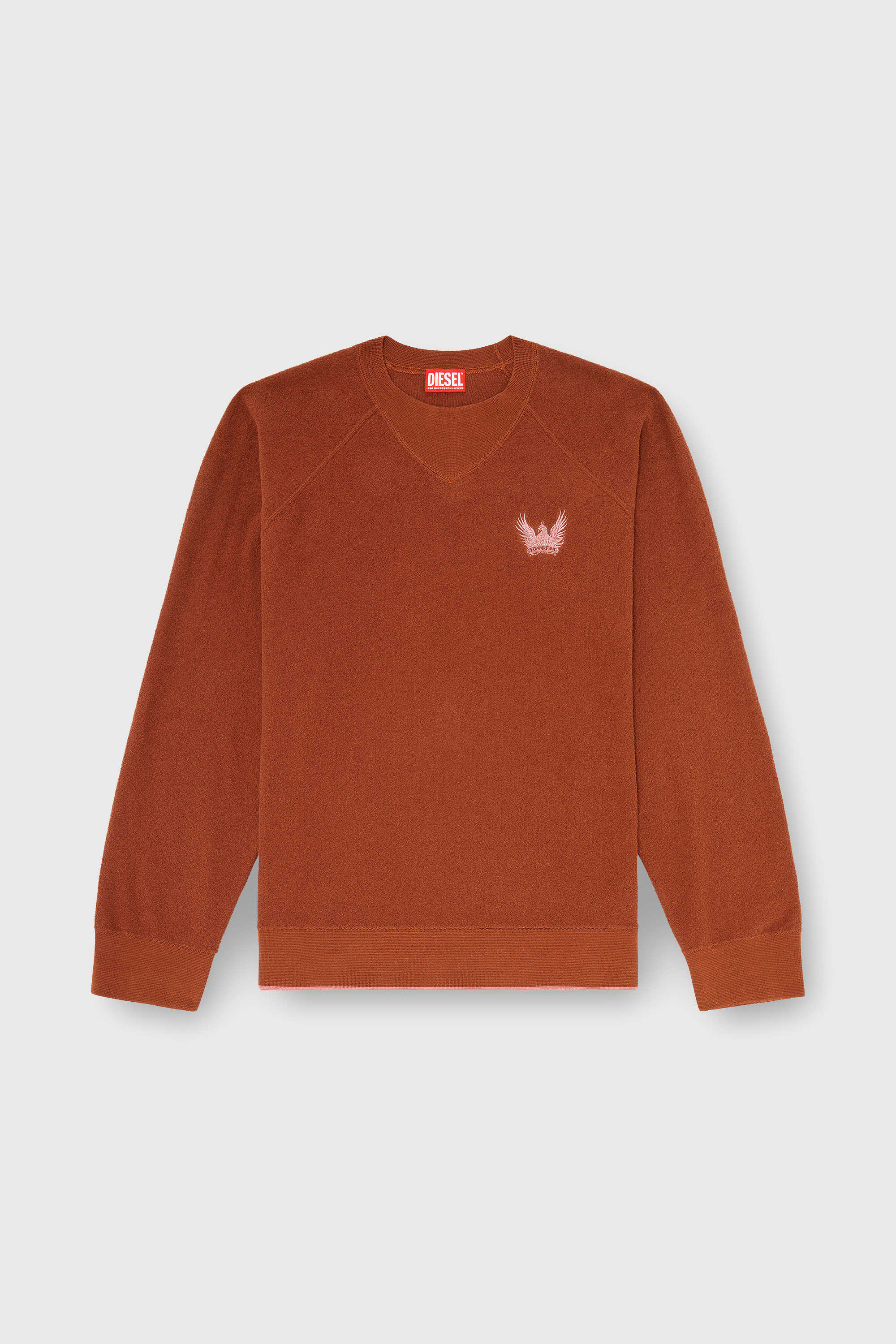 Diesel - K-RALFS, Boucl&eacute; jumper avec broderie Phoenix Homme in Rouge - 2