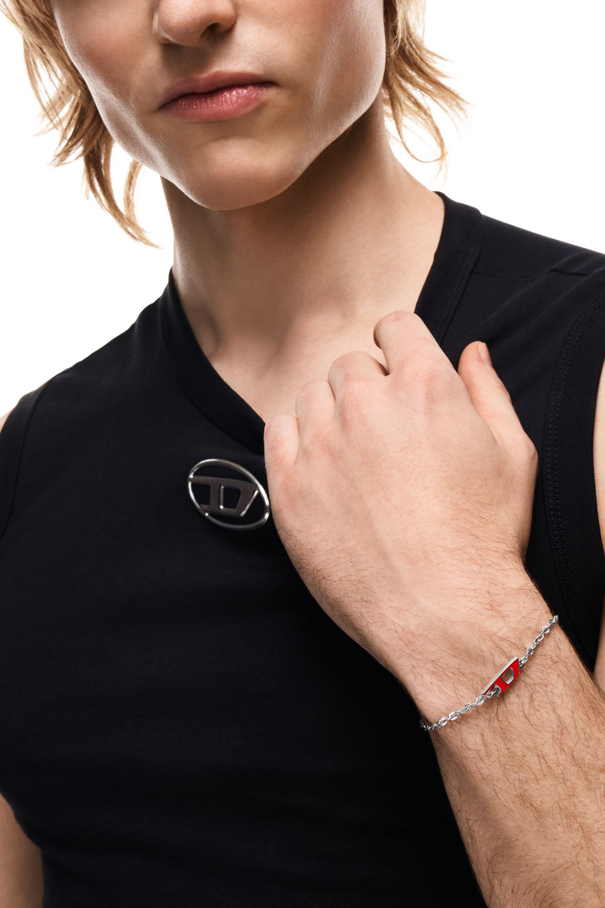 Diesel - DX1691040 JEWELLERY, Bracelet cha&icirc;ne en acier inoxydable Mixte in Gris argent&eacute; - 5