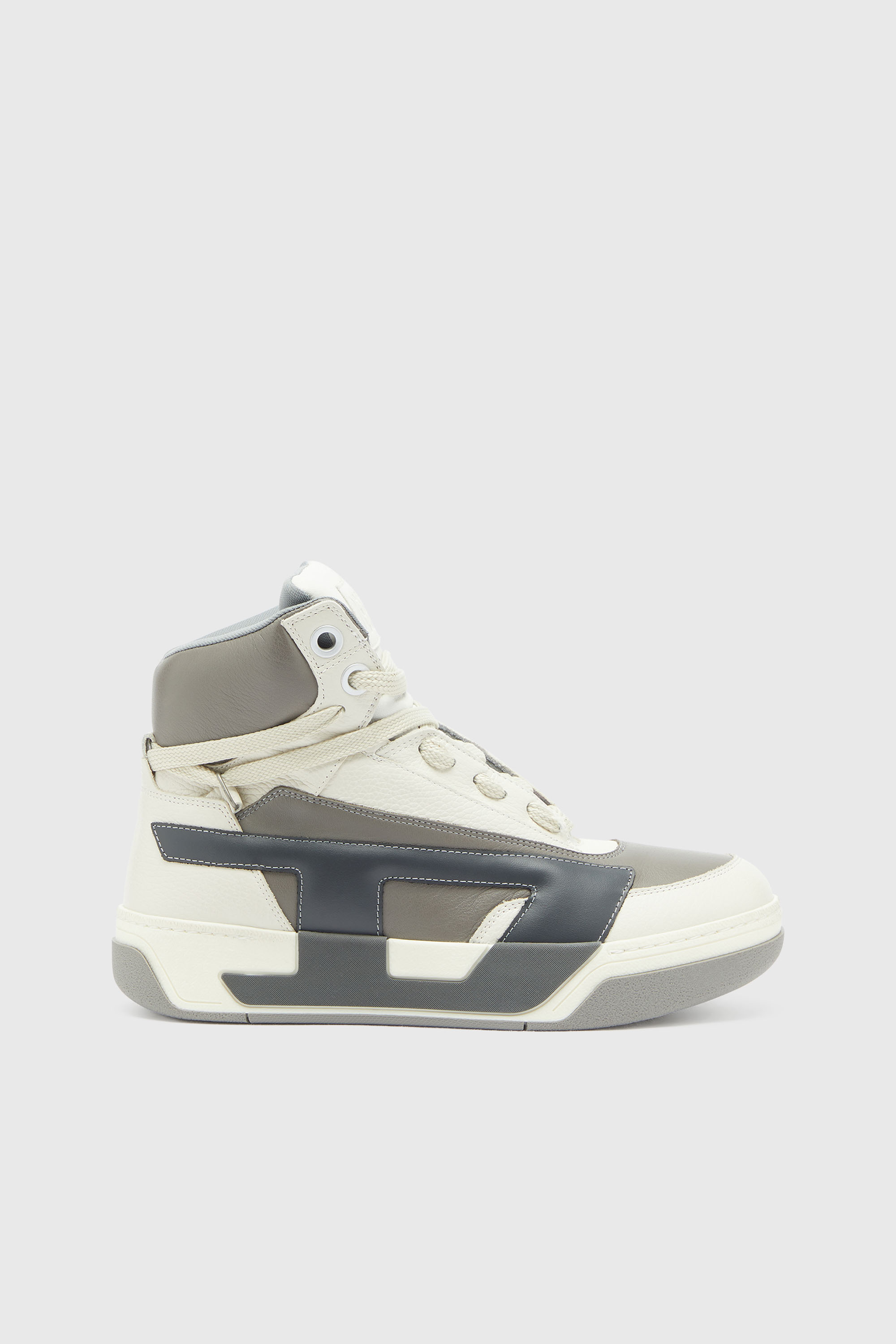 Diesel - S-D-OLLIE MID, S-D-Ollie - Sneakers montantes en cuir avec logo D Homme in Blanc - 1