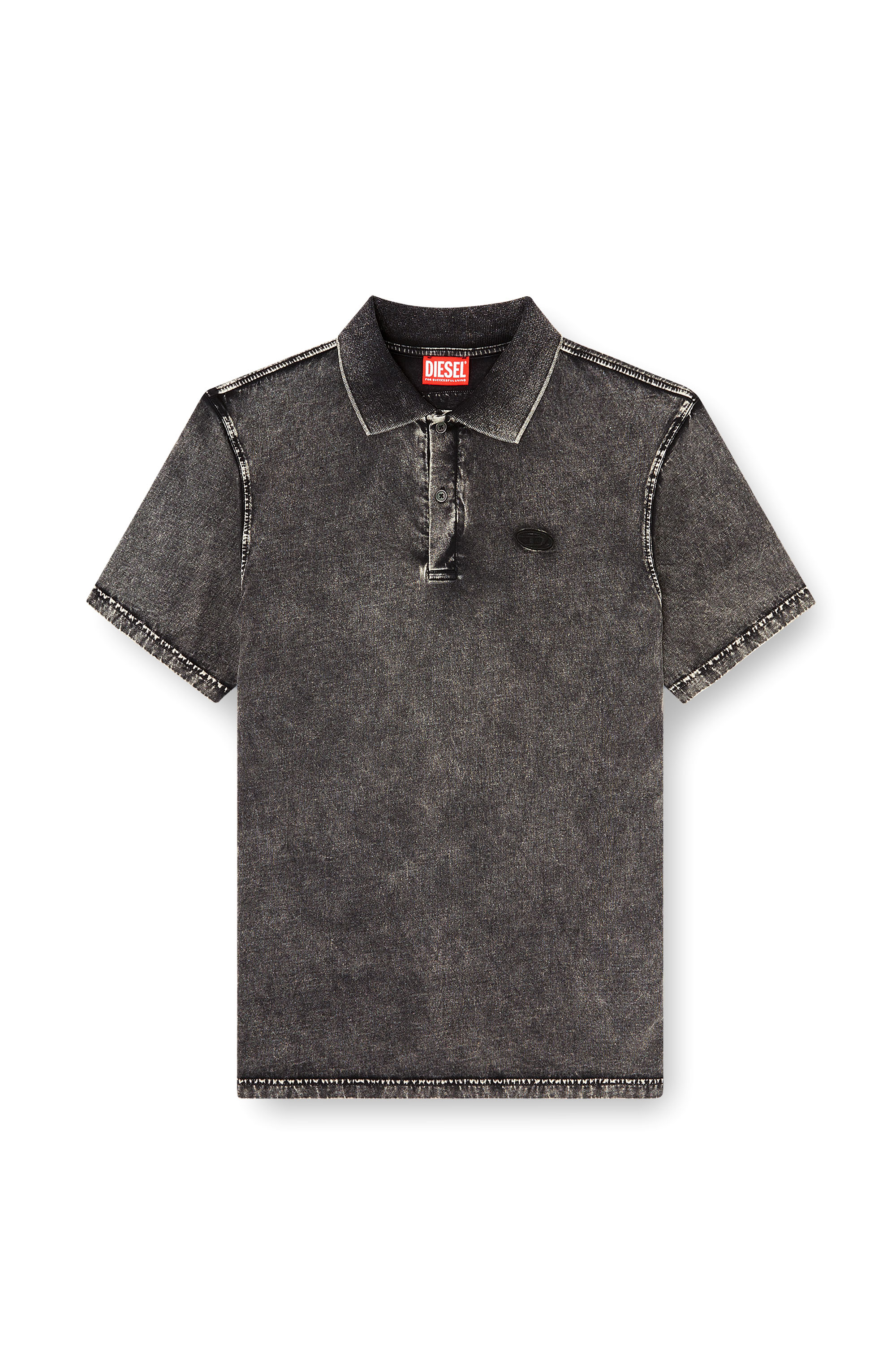 Diesel - T-REJUST-NC-DEN, Polo en jersey effet denim Homme in Gris - 3