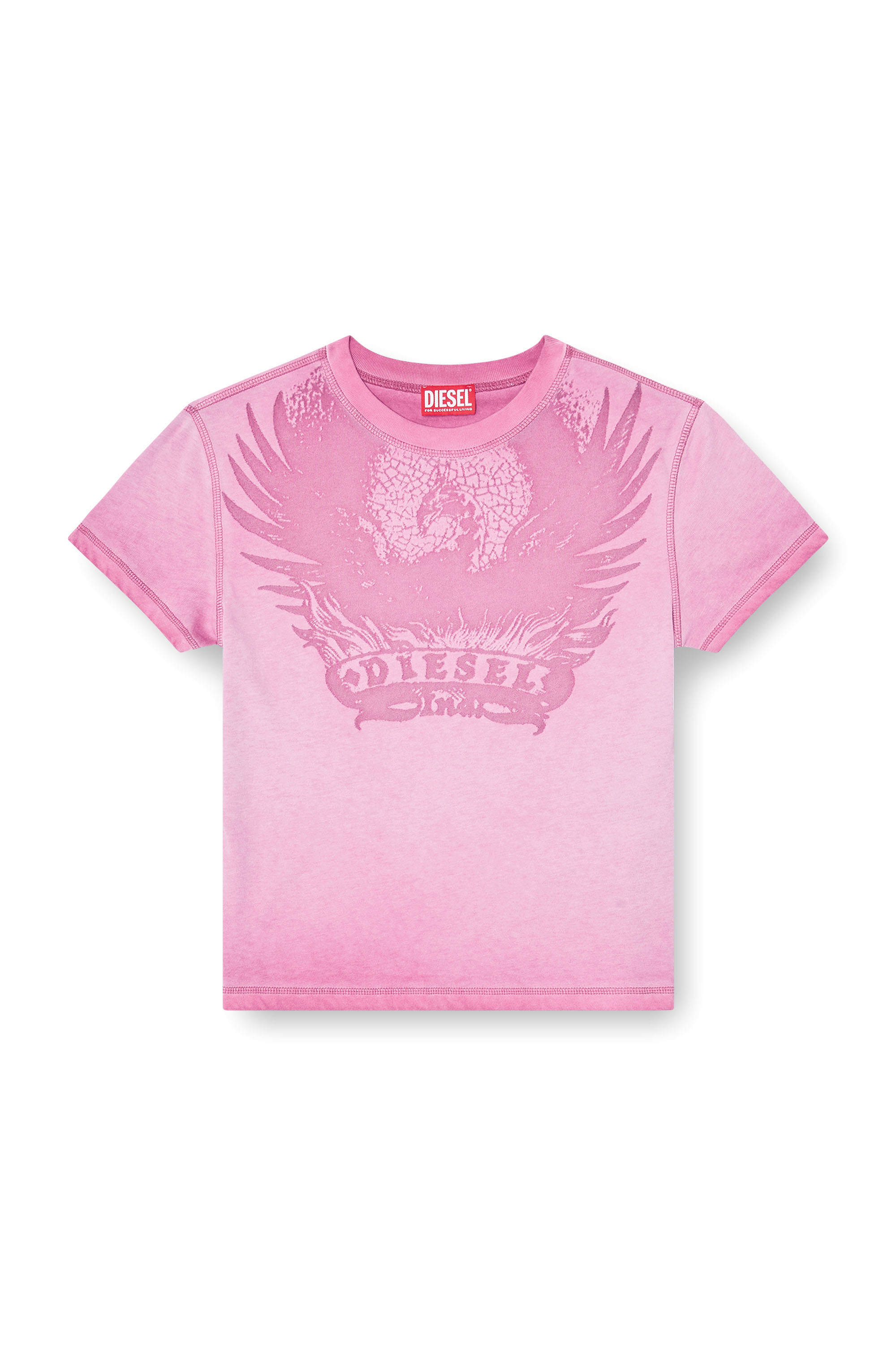 Diesel - T-ILA-AA7, T-shirt slim avec d&eacute;vor&eacute; Phoenix Femme in Rose - 3