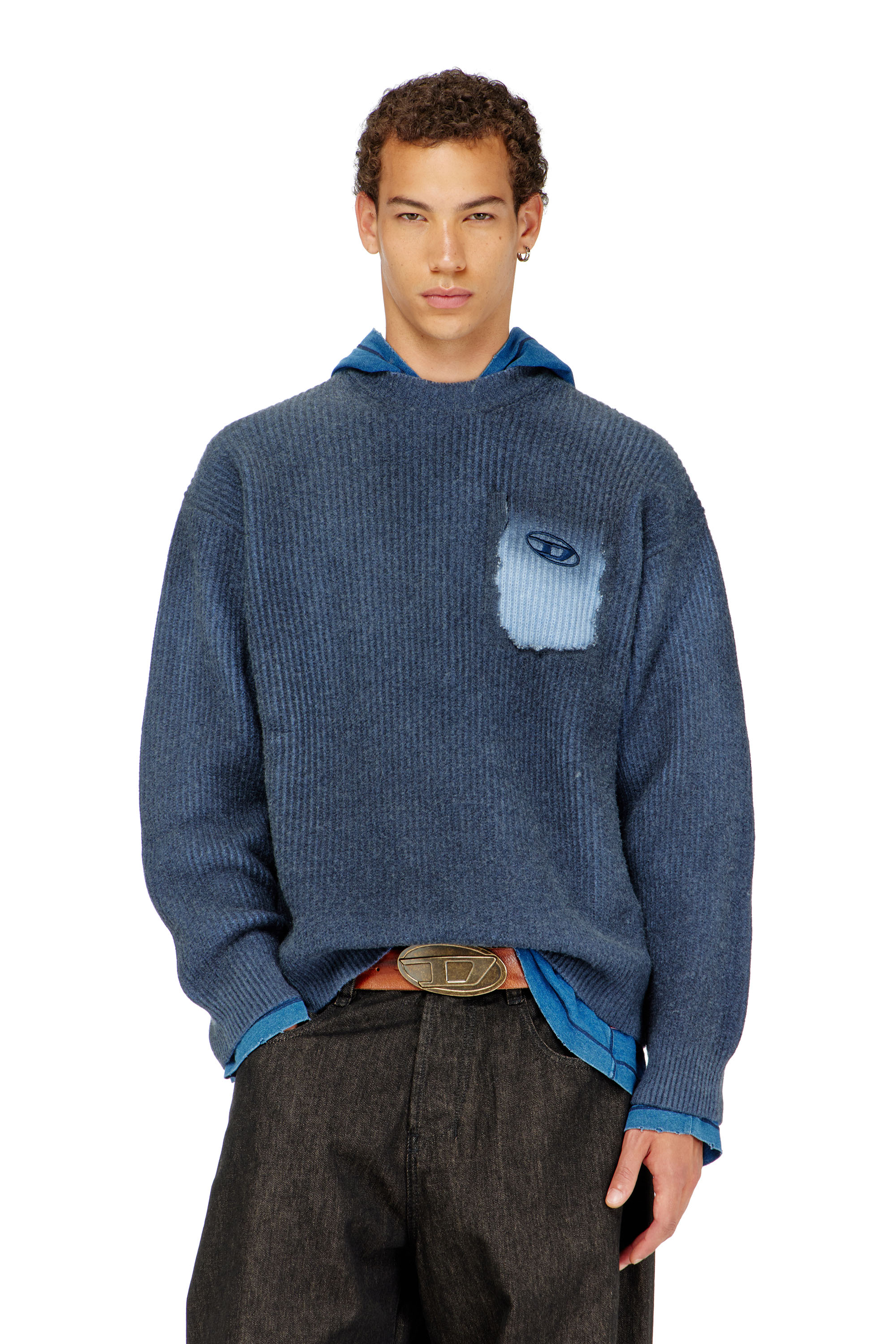 Diesel - K-PICKLER, Pull en m&eacute;lange de laine avec fausse poche Homme in ToBeDefined - 3