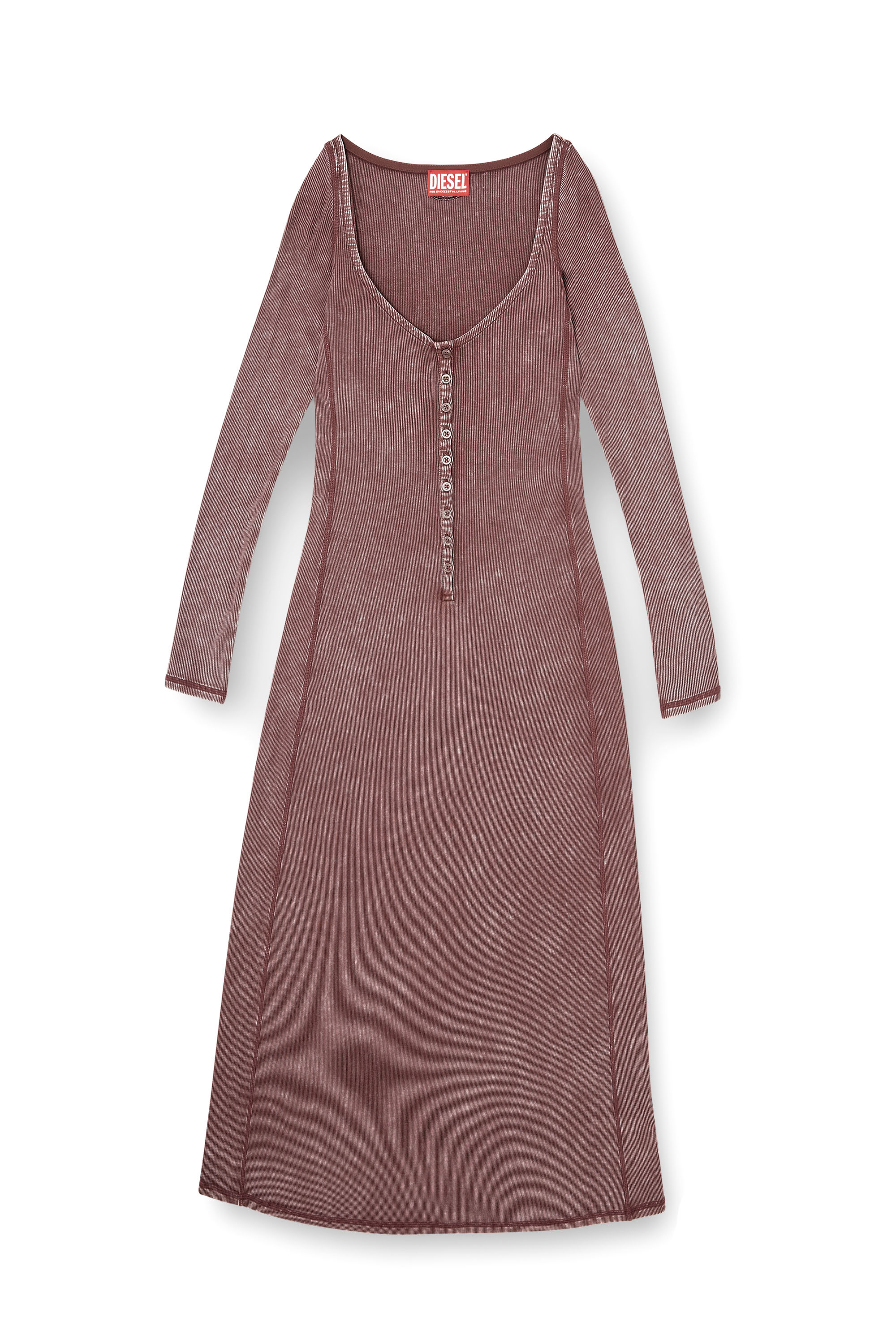 Diesel - D-LEY, Robe mi-longue en jersey côtelé délavé Femme in ToBeDefined - 1