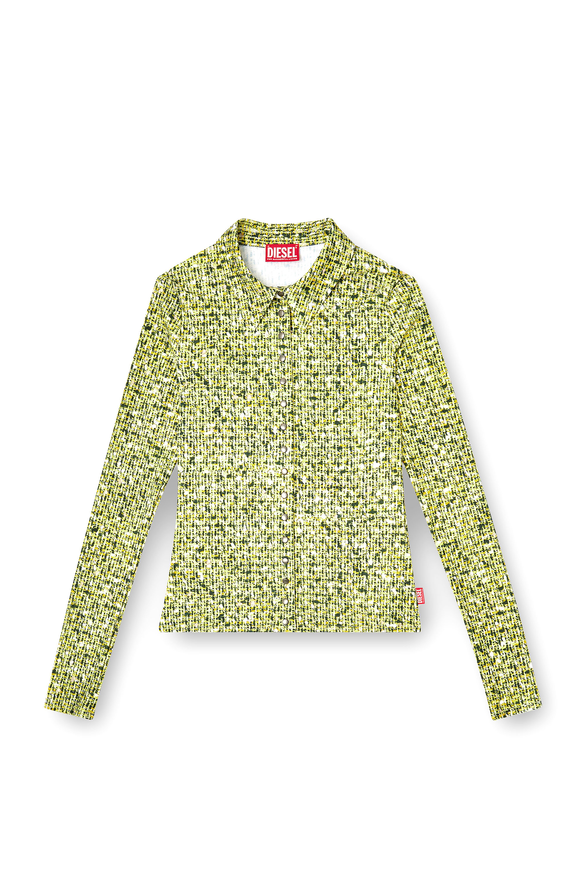 Diesel - C-ELAZ-BC, Chemise en tissu stretch avec imprimé bouclé Femme in Jaune - 3