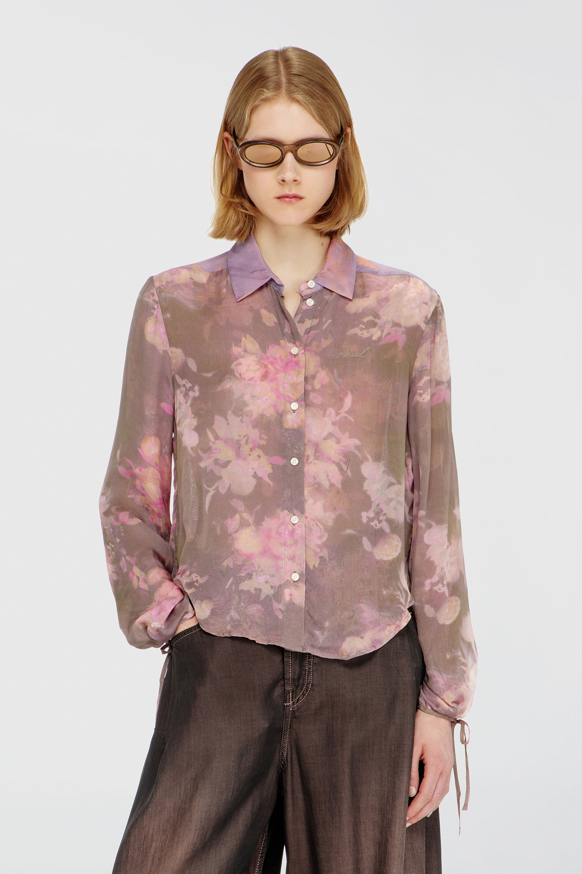 Diesel - C-LEVER, Chemisier en chiffon &agrave; imprim&eacute; floral all-over Femme in Polychrome - 3