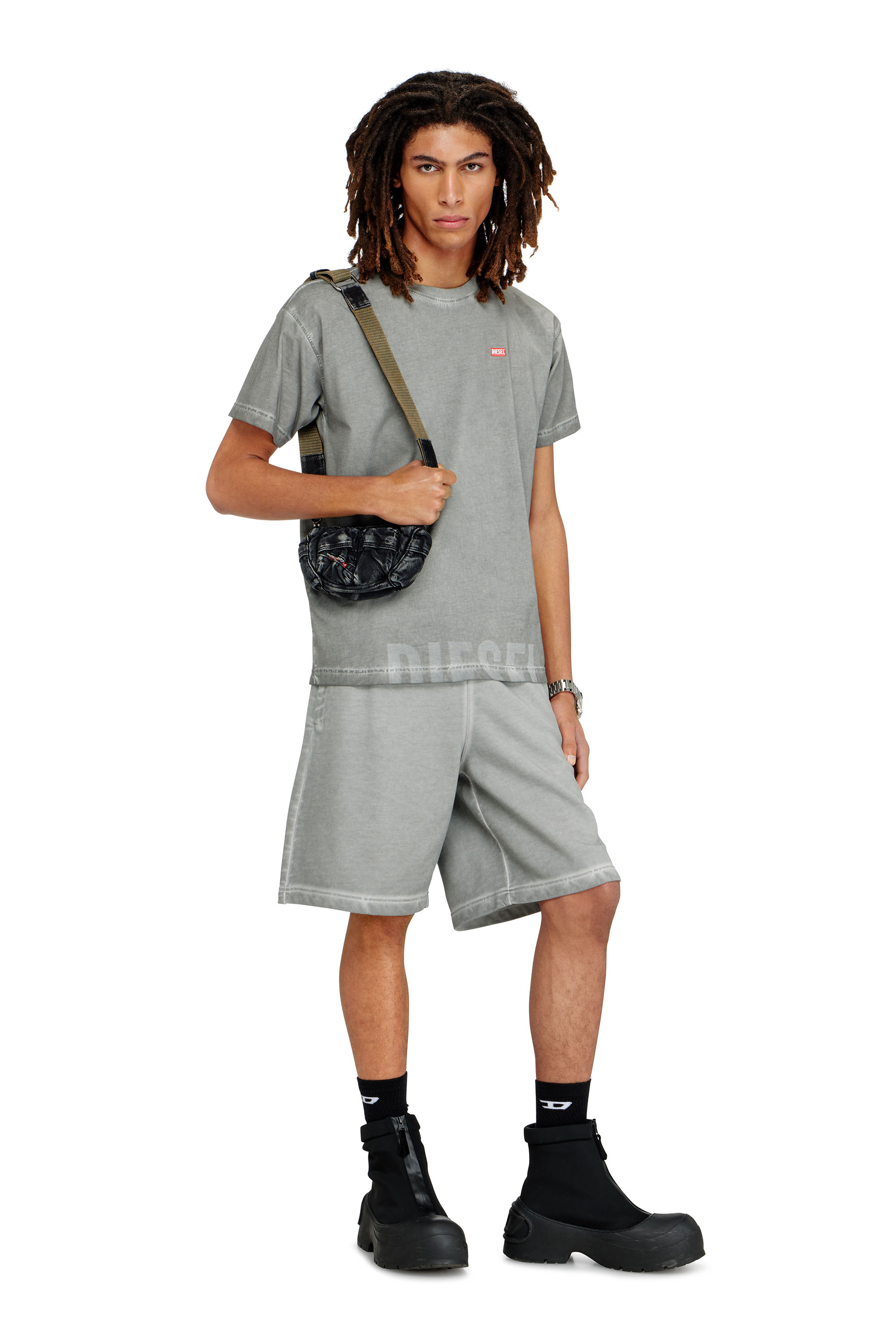 Diesel - MULTI-PKTS CROSSBODY XS X, Multi-Pkts - Petit sac en denim d&eacute;lav&eacute; Mixte in Gris - 2