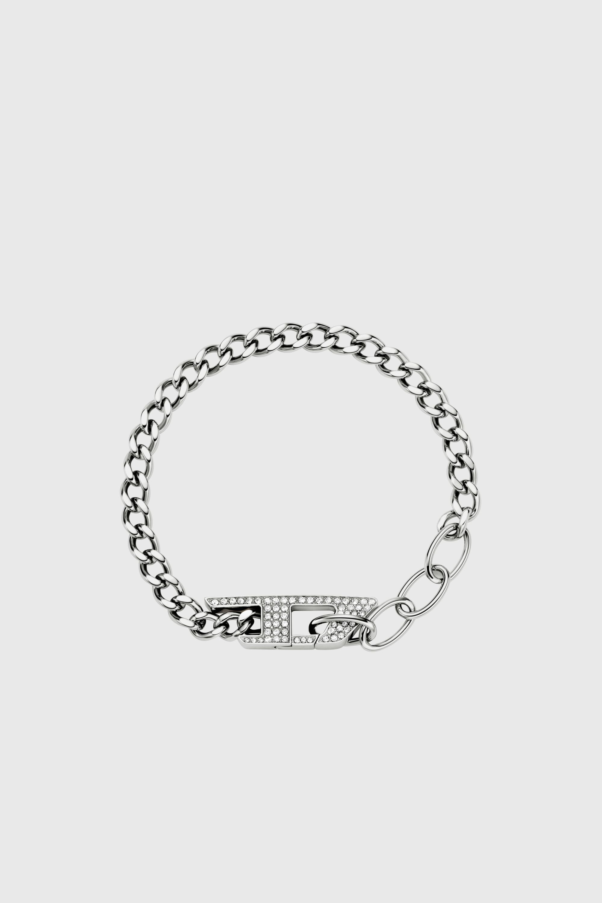Diesel - DX1627040 JEWELLERY, Bracelet cha&icirc;ne en acier inoxydable avec effet scintillant Mixte in Gris argent&eacute; - 1