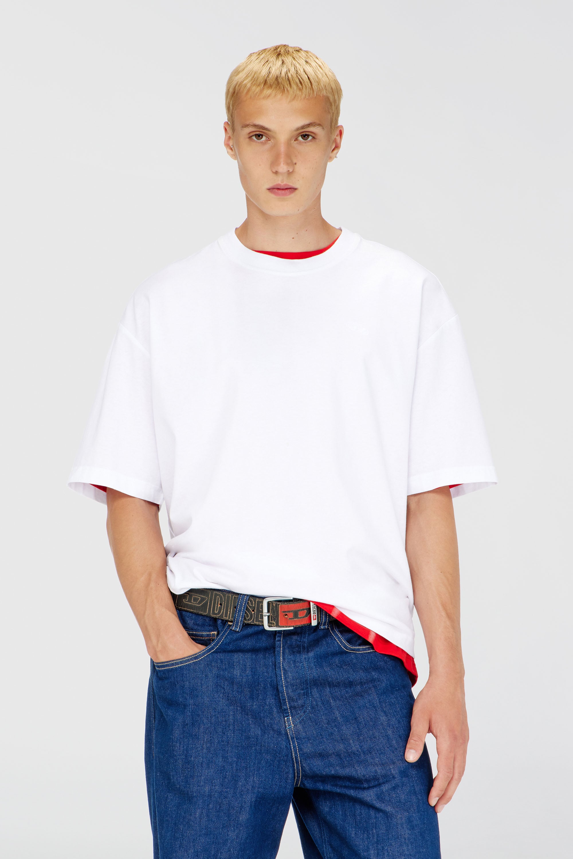 Diesel - T-BOGGY-MEGOVAL-D, T-shirt avec maxi oval D brod&eacute; Homme in Blanc - 1