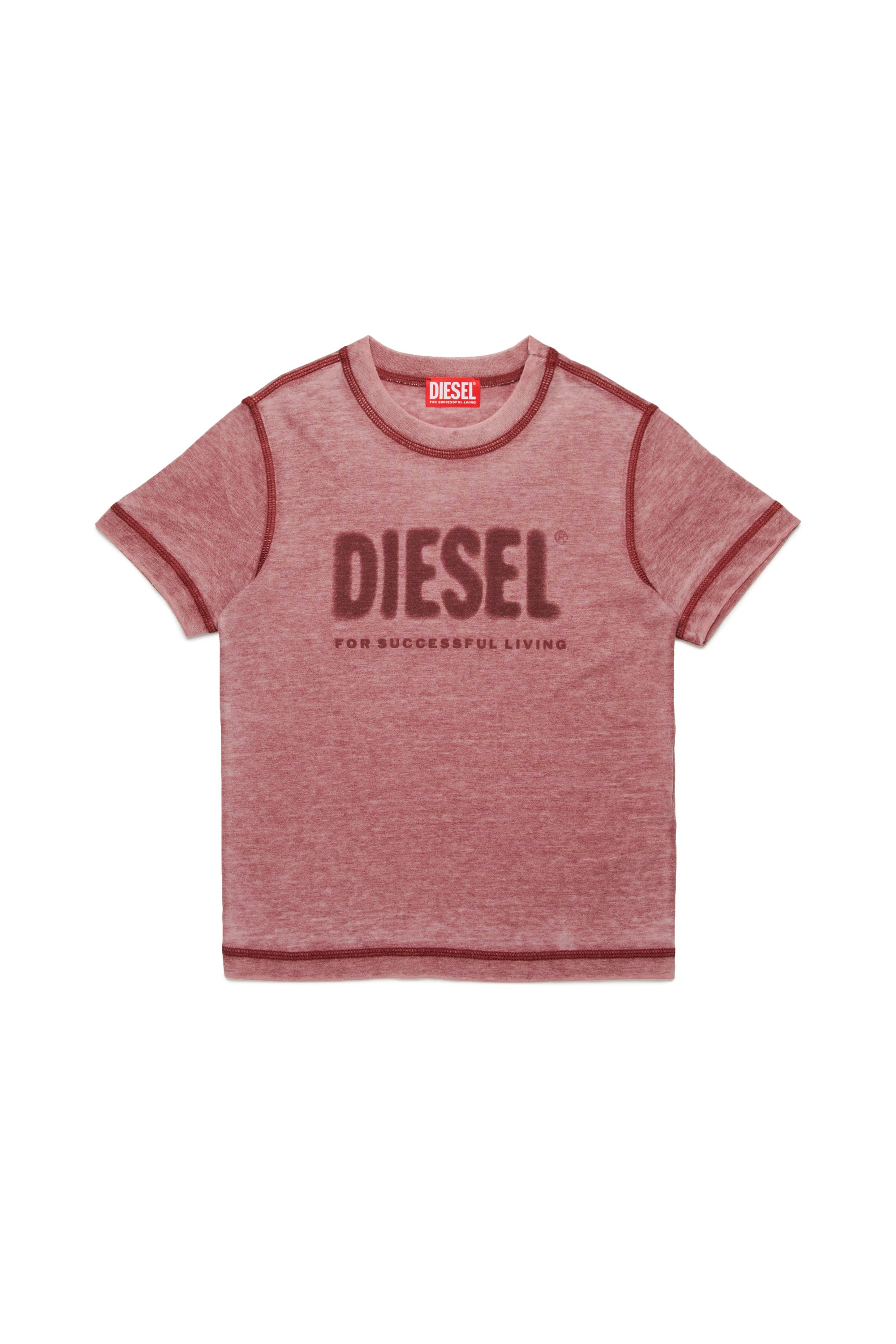 Diesel - TDIEGORL1, Homme T-shirt dévoré avec logo in Rouge - Image 1