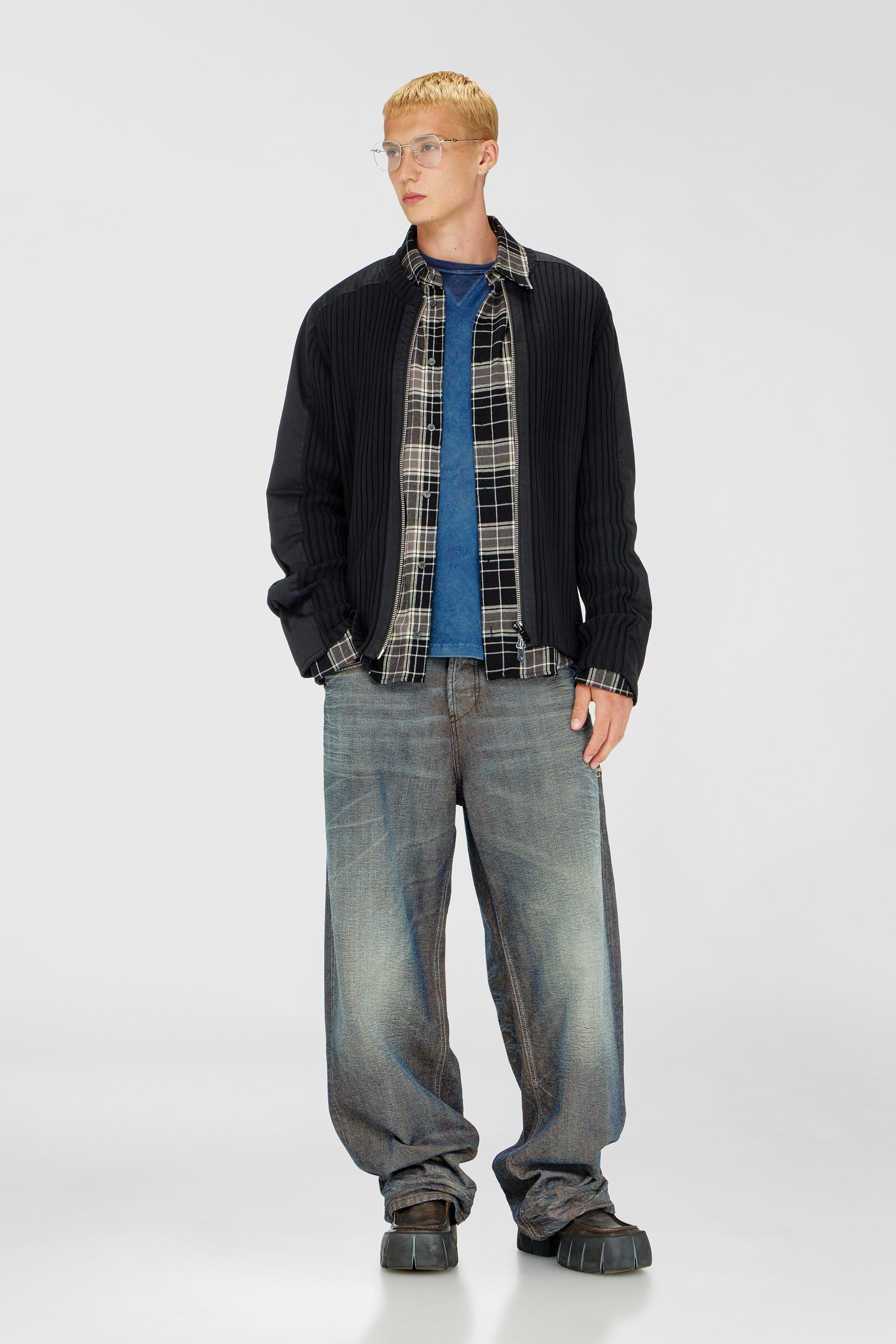 Diesel - K-MATTY, Cardigan zipp&eacute; avec empi&egrave;cements utilitaires Homme in Noir - 2