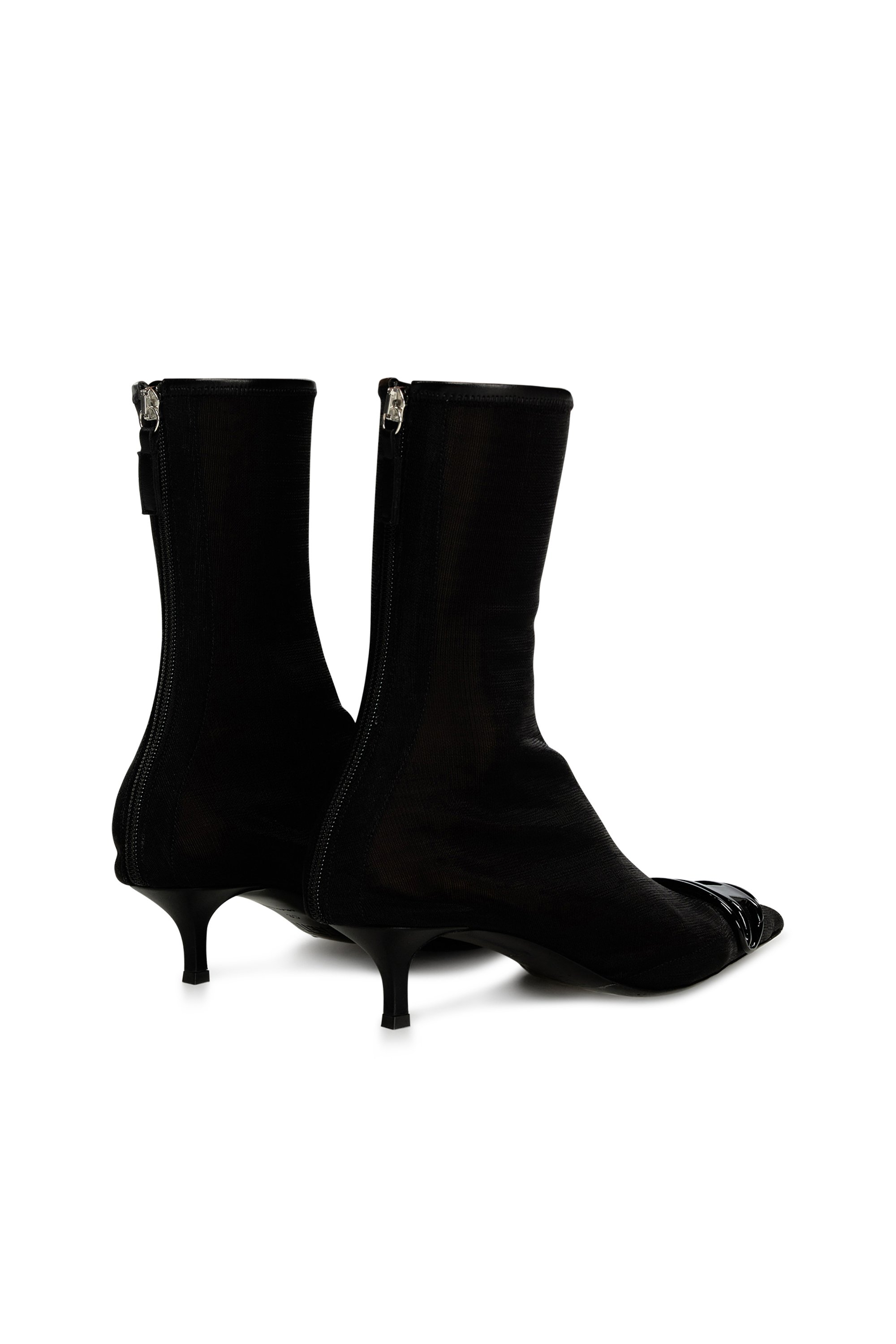 Diesel - D-VENUS KITTIE BT, Bottines en mesh stretch avec petit talon Femme in Noir - 4