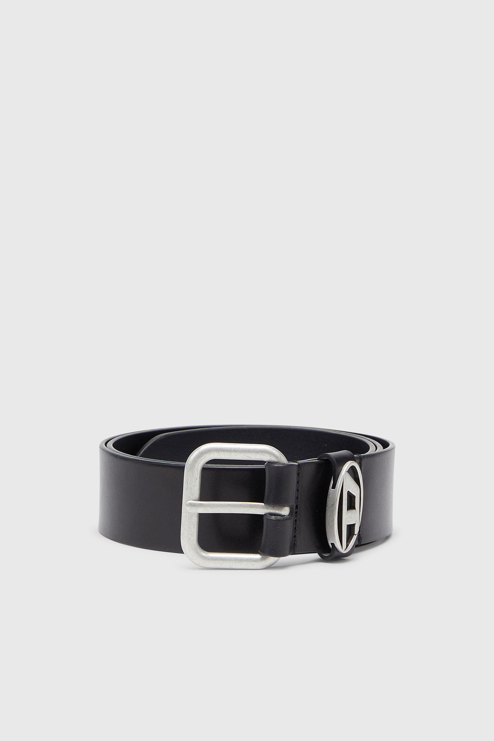 Diesel - B-1DR OVAL D LOOP, Ceinture 4 cm en cuir mat avec boucle m&eacute;tallique Mixte in Noir - 1
