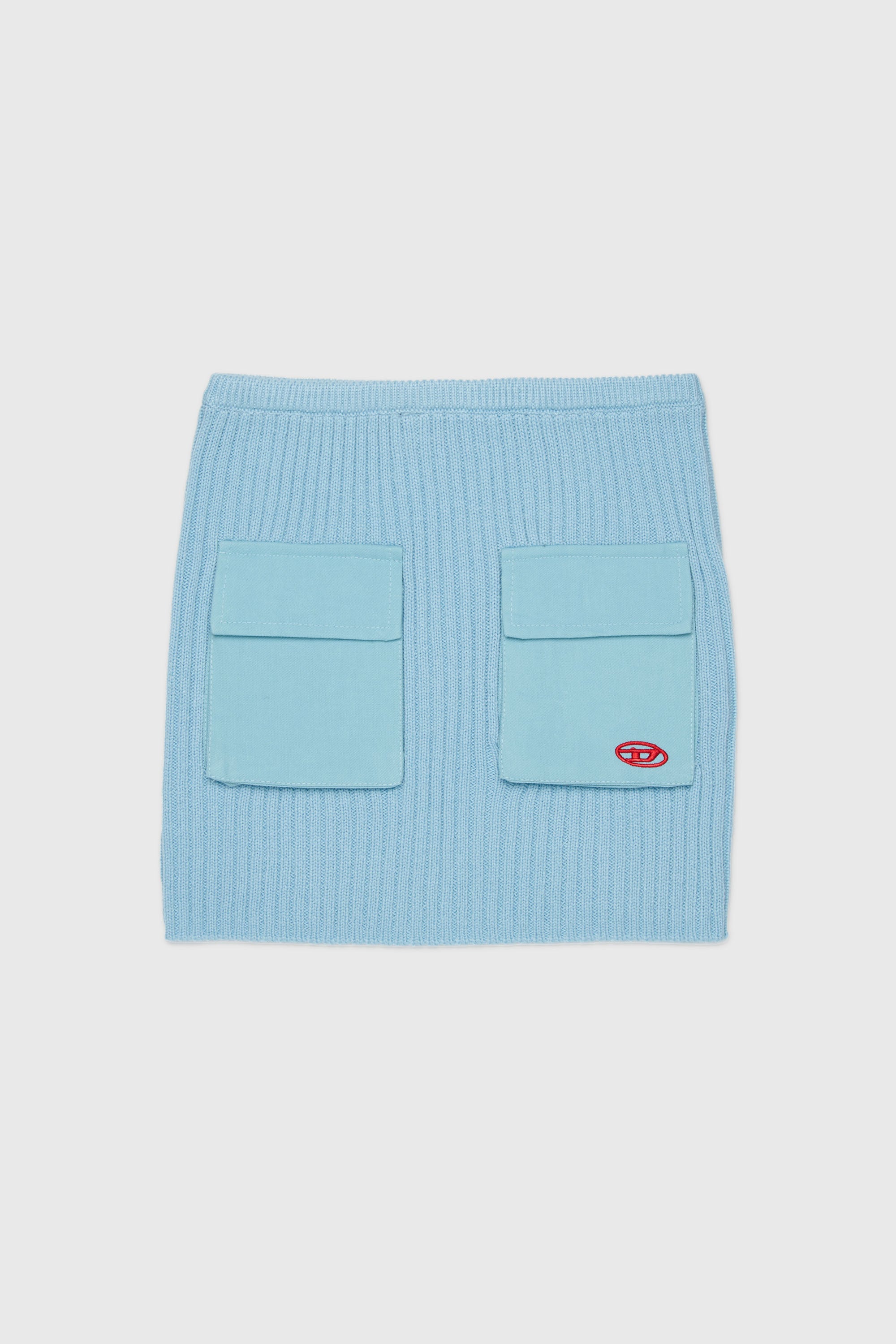 Diesel - GAMMY, Jupe mini en maille c&ocirc;tel&eacute;e avec poches utility Femme in Bleu - 1