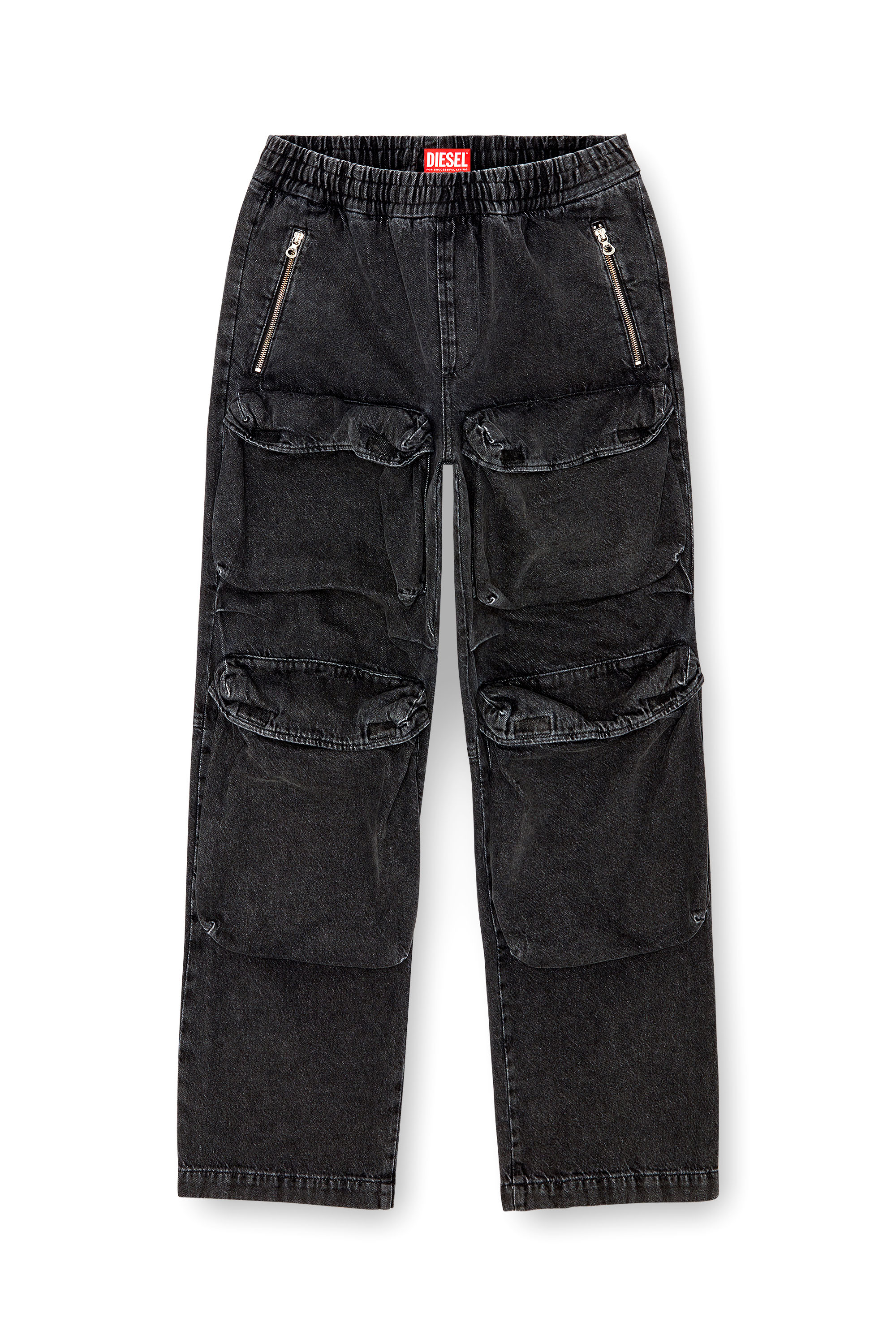 Diesel - Relaxed Jeans D-Baertson 0CBDH Homme, Noir/Gris foncé - Image 3