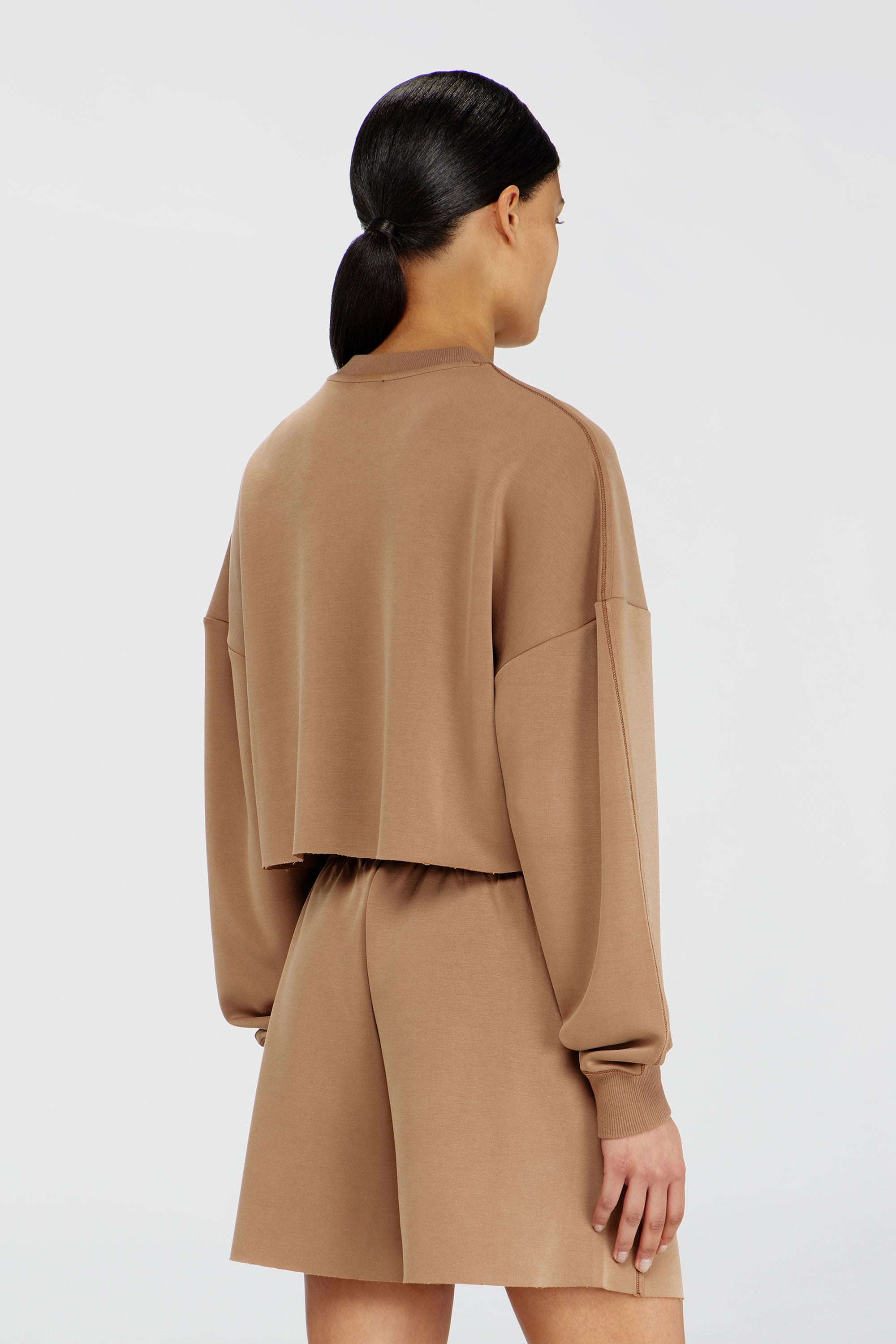 Diesel - BLAKE-UTLT, Crop top en scuba stretch l&eacute;ger Femme in Marron - 4