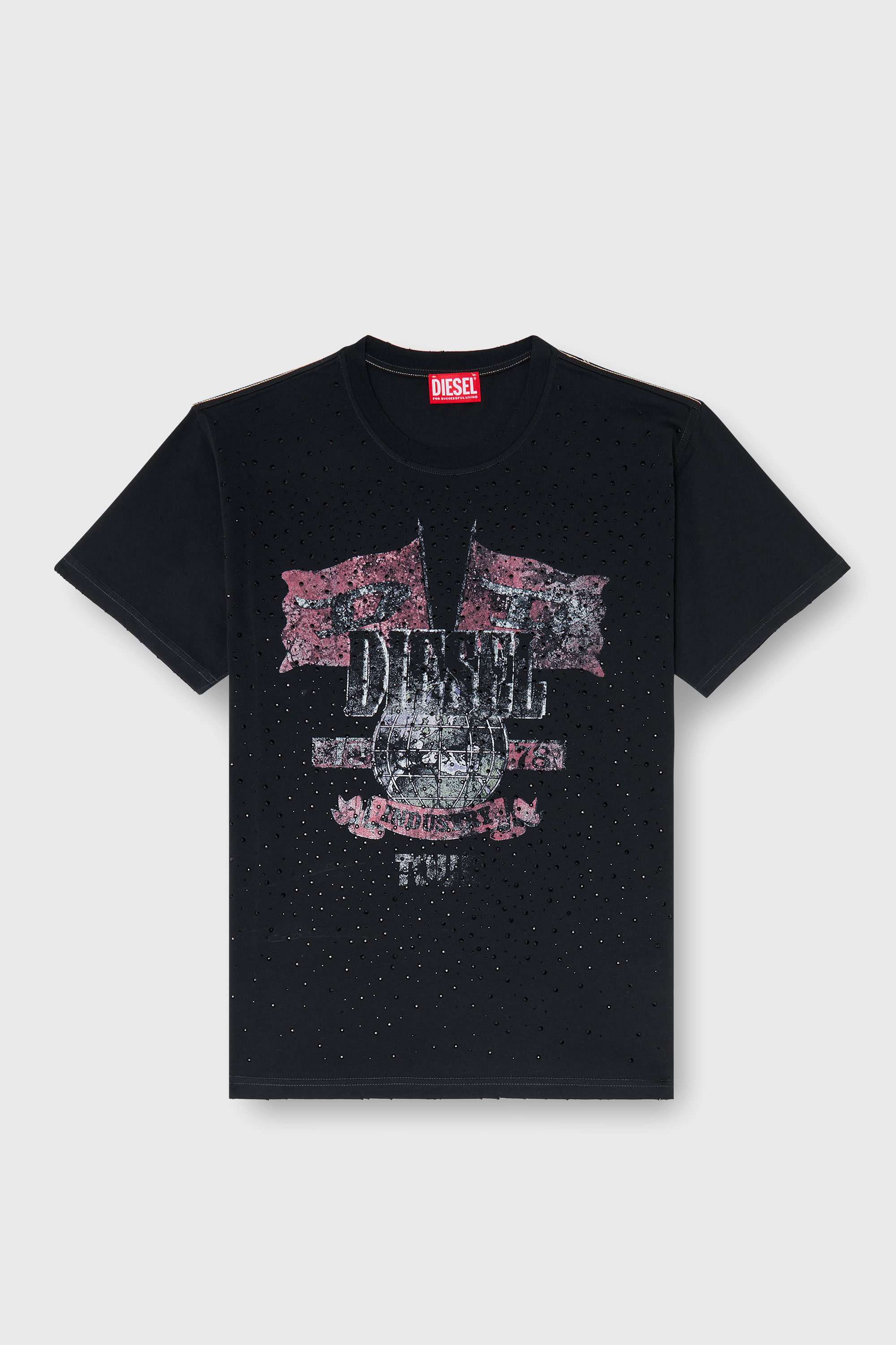 Diesel - T-MARLY, T-shirt avec graphismes de concert et cristaux Femme in Noir - 2